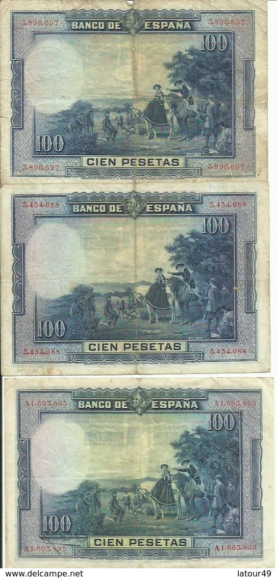3 BILLETS 100...CIEN  PESETAS MADRID 1928 - 100 Pesetas