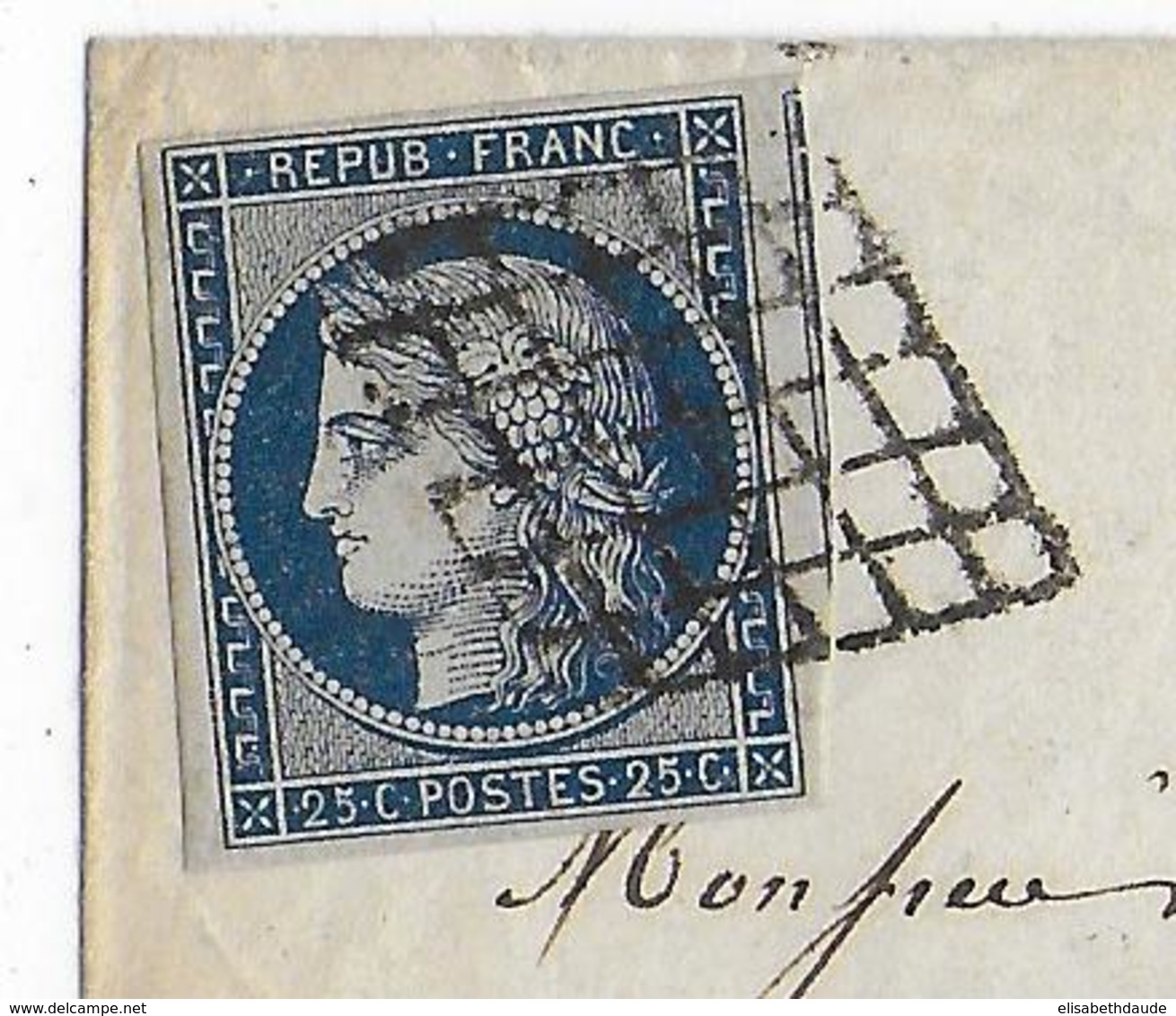 1851 - CERES SUPERBE Sur LETTRE De CAEN (CALVADOS) Avec GRILLE + T14 => PARIS - 1849-1850 Cérès