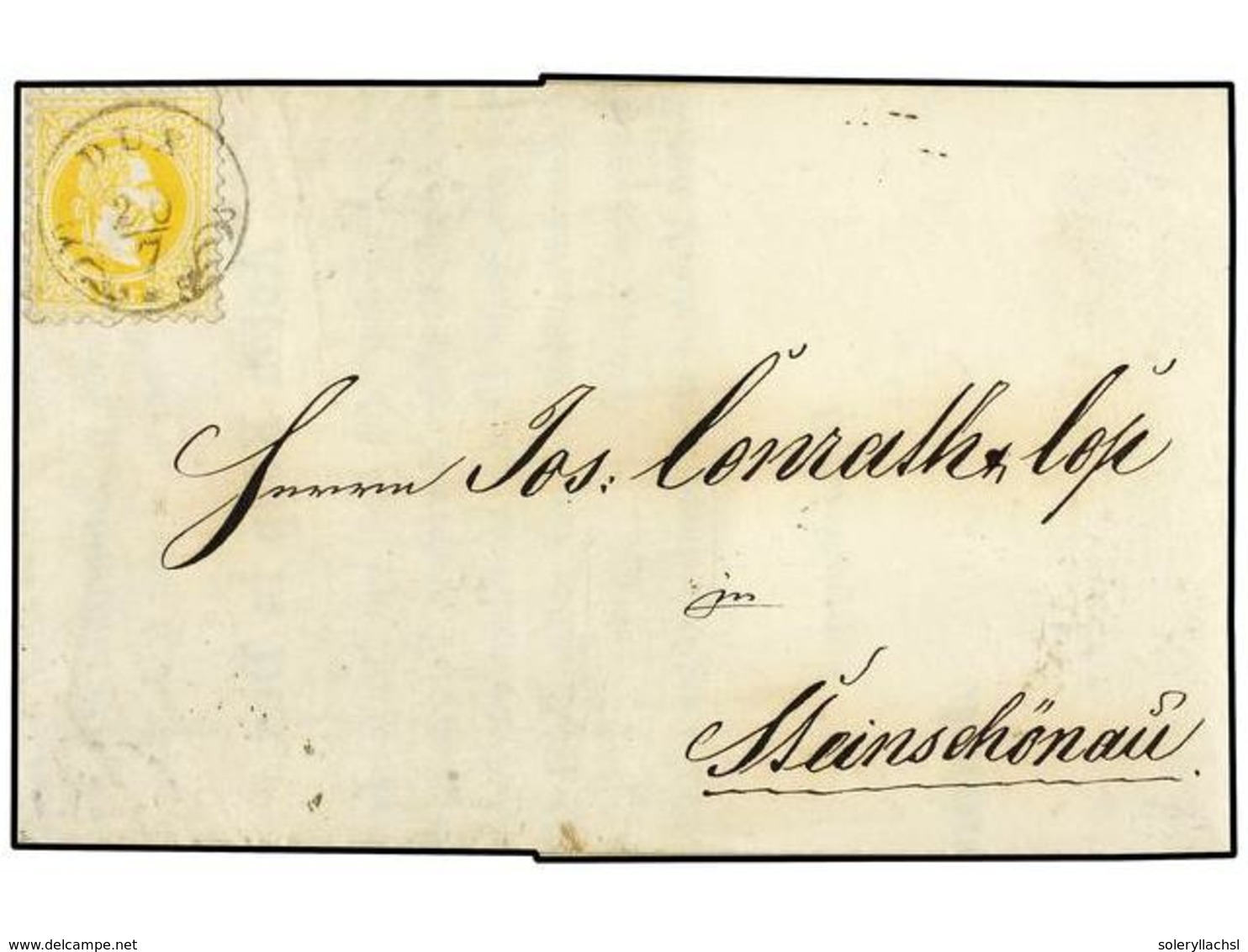 AUSTRIA. 1868 (July 20). Printed Matter Entire Letter To Steinschonau Franked By 1867 2 Kr. Yellow Tied By Neat 'DUX' Cd - Sonstige & Ohne Zuordnung