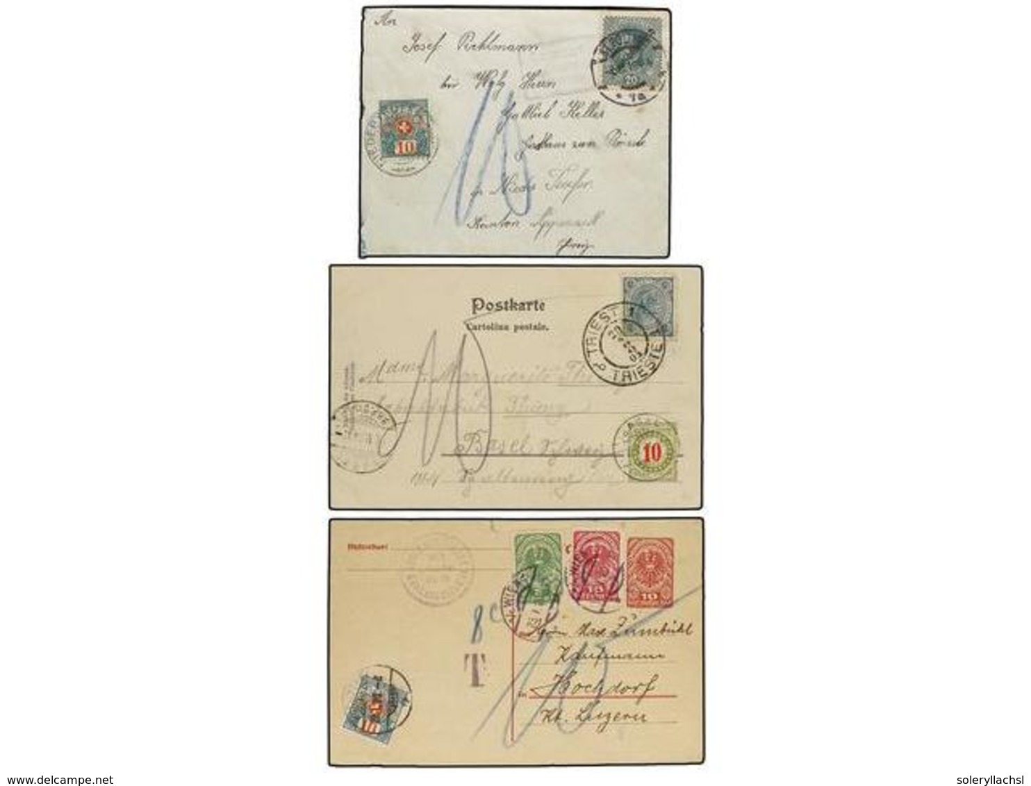 AUSTRIA. 1904-20. 7 Covers And Cards With Swiss Postage Due Stamps. - Andere & Zonder Classificatie