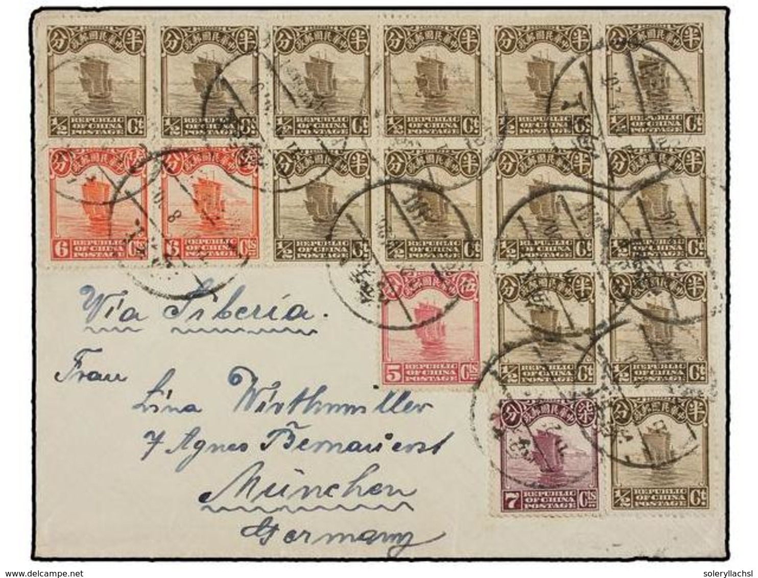 CHINA. 1920. SHANGHAI To GERMANY. Envelope, Nice Franking. - Altri & Non Classificati