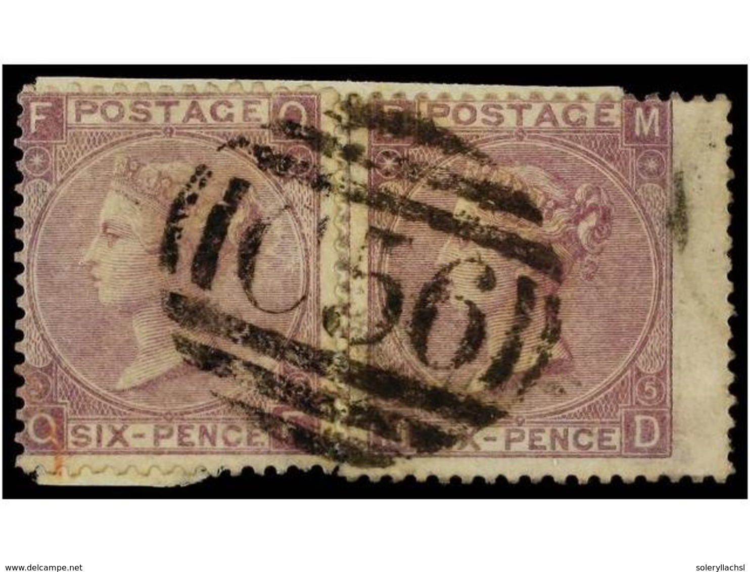 COLOMBIA. 1865-76. 6 D. Lilac Pl. 5 Two Stamps On Piece Cancelled By Fine C56 Obliterator. Very Scarce And Unpriced By G - Altri & Non Classificati