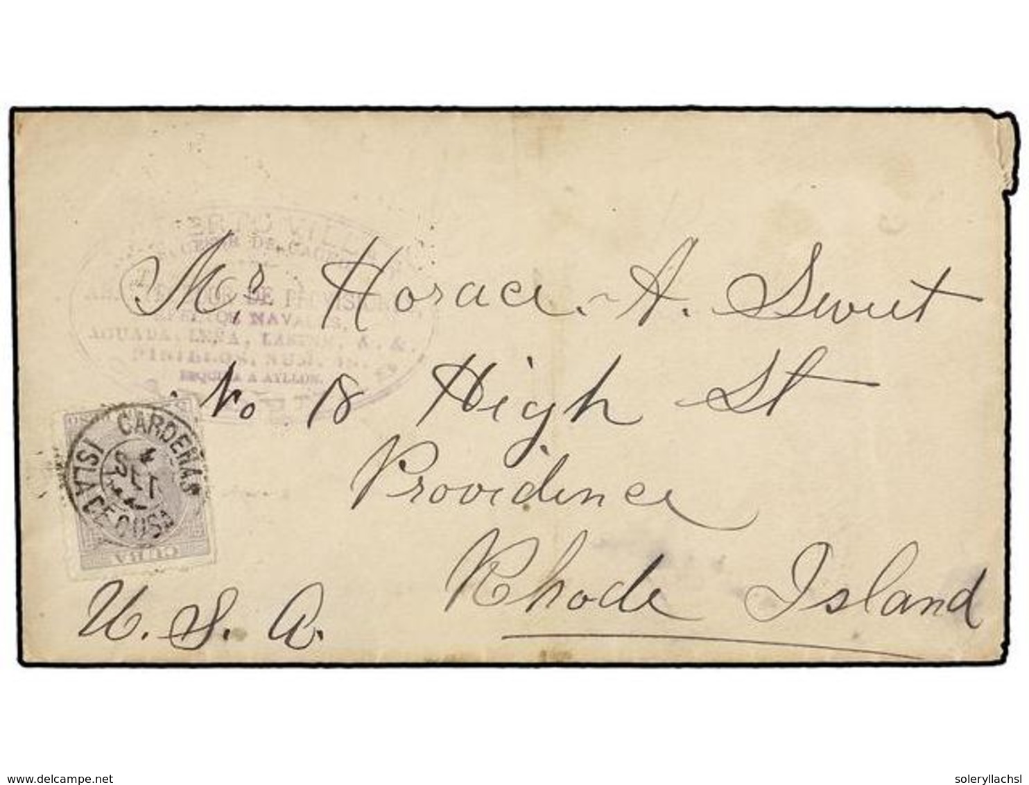 CUBA. Ed.71. 1896. CARDENAS A U.S.A. 5 Cts. Azul, Fechador CARDENAS/ISLA DE CUBA. PRECIOSA. - Andere & Zonder Classificatie