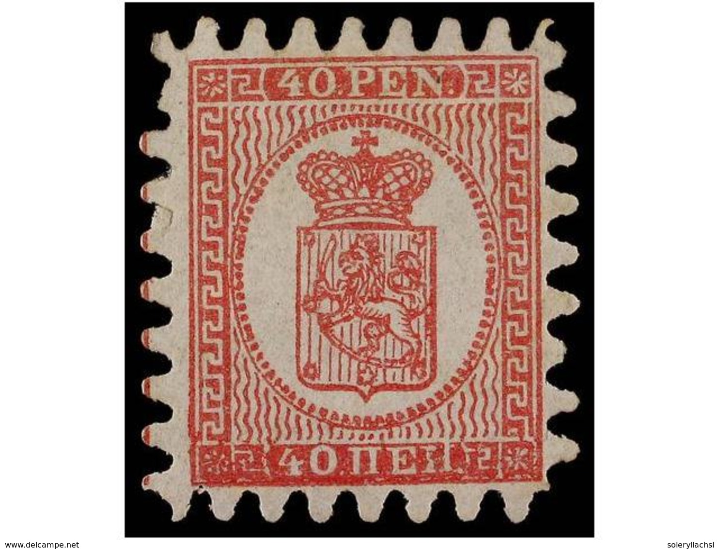 * FINLANDIA. Mi.9Bx. 1866. 40 P. Carmine-rose. Original Gum, Fresh Colour. Slight Short Perforation. VERY FINE. Michel.8 - Andere & Zonder Classificatie