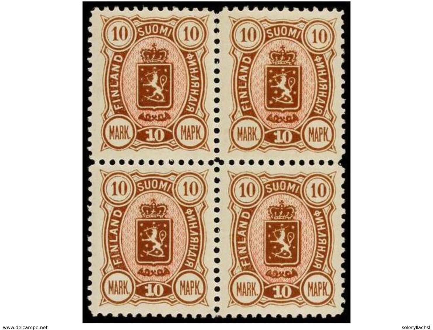 **/* FINLANDIA. Mi.33A/34A (4). 1889. 5 Mk. And 10 Mk. Block Of Four. Two Never Hinged. Michel.400€. - Altri & Non Classificati