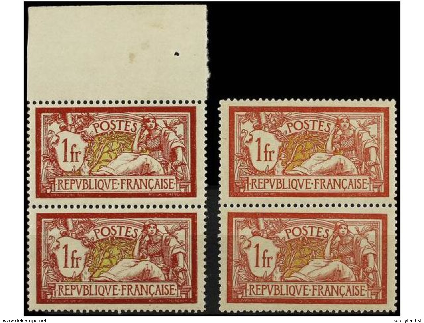 ** FRANCIA. Yv.121(4). 1900. 1 Fr. Carmine. 4 Stamps, Very Well Centered. LUXE. Yvert.+440€. - Sonstige & Ohne Zuordnung