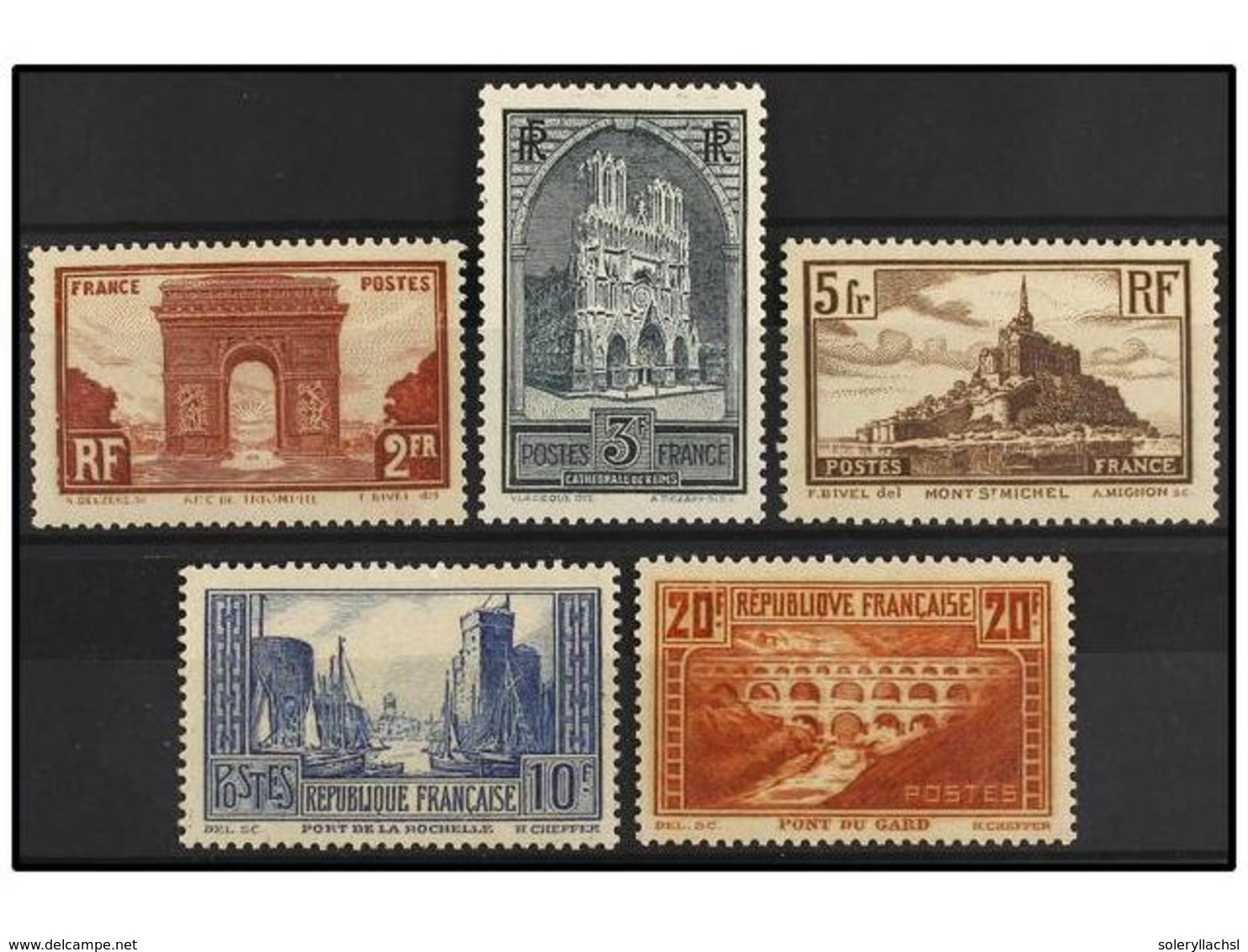 ** FRANCIA. Yv.258/62. 1929-31. SERIE COMPLETA. LUJO. Yvert.995€. - Sonstige & Ohne Zuordnung