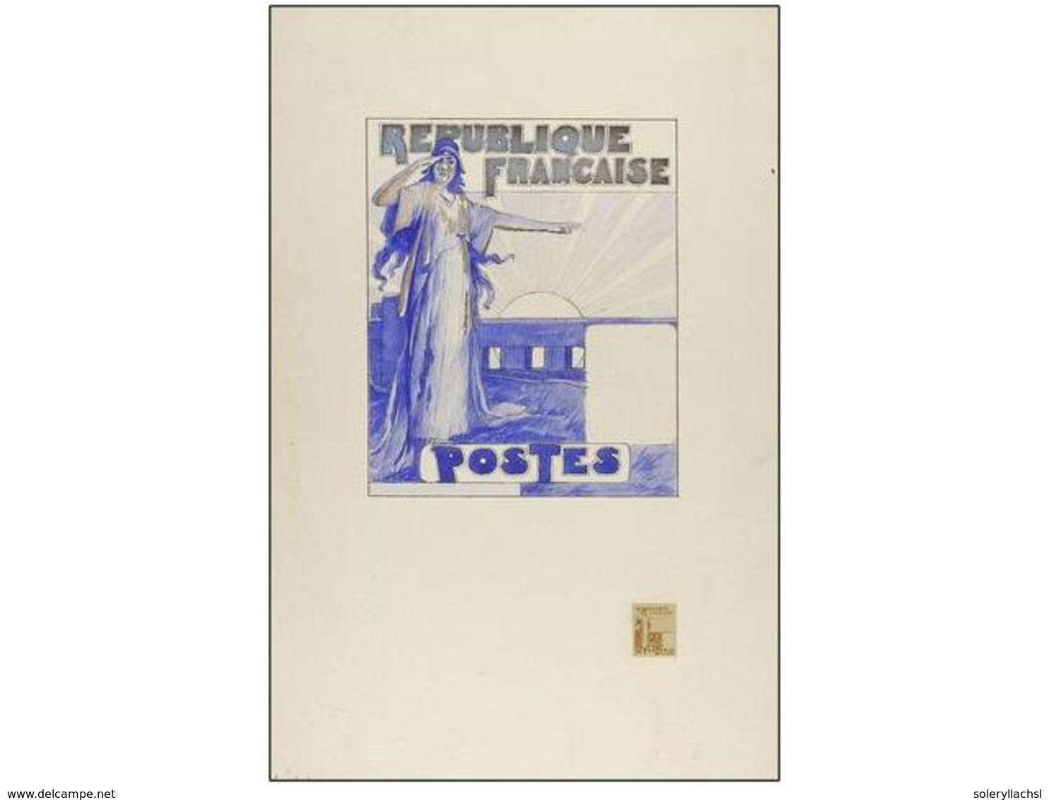 FRANCIA. (1930 CA.). Cuatro Maquetas Realizadas En Acuarela De Sellos Que No Llegaron A Emitirse. Muy Bonitas. - Andere & Zonder Classificatie