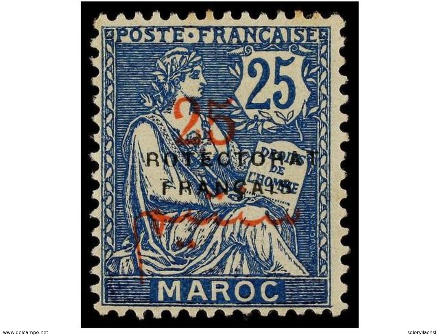 (*) MARRUECOS FRANCES. Yv.44a. 1914-21. 25 Cts. Azul SIN LA 'P' De PROTECTORADO. Cat. 125. - Altri & Non Classificati