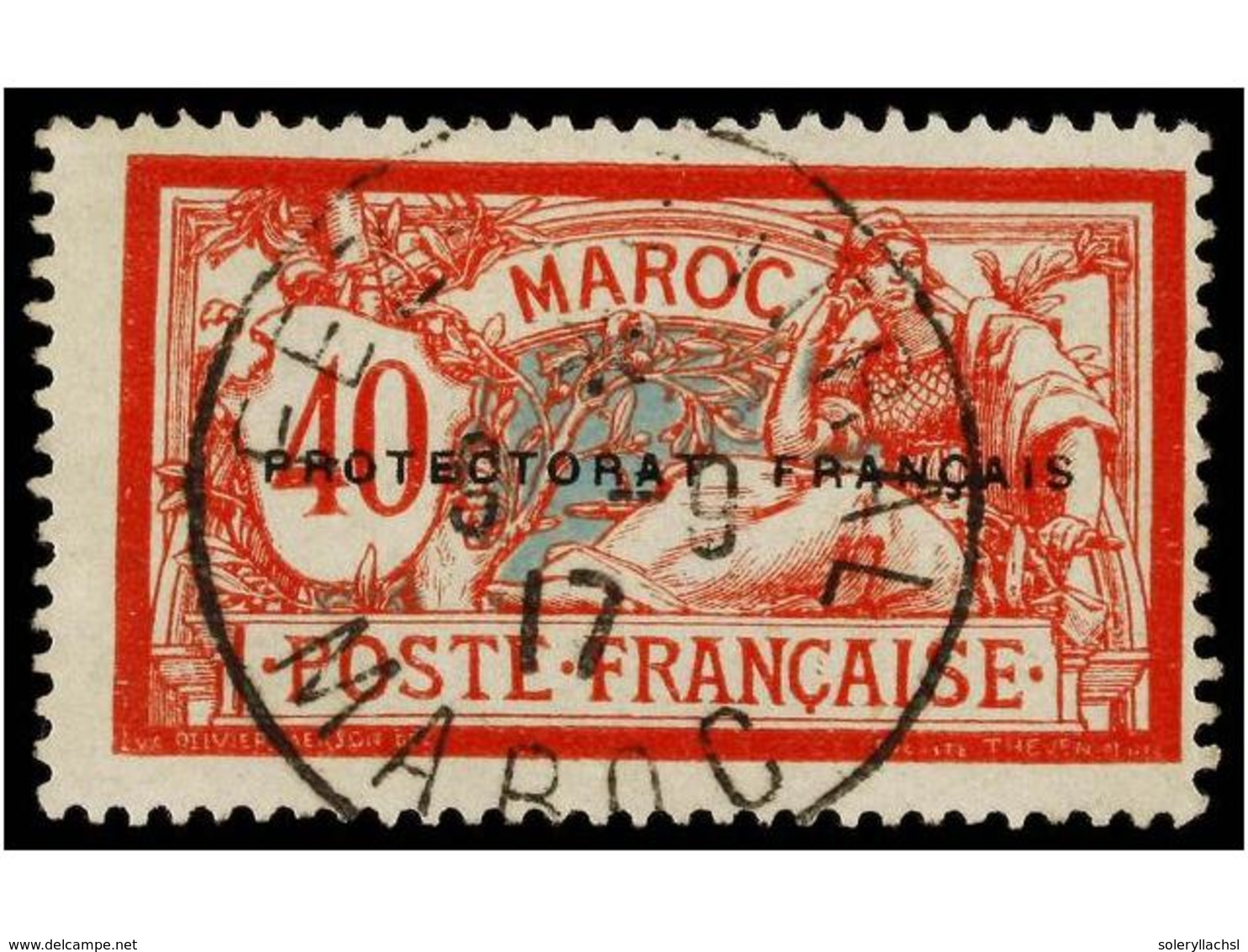 ° MARRUECOS FRANCES. 1914-21. 40 Cts. Rojo Y Gris SIN LA SOBRECARGA ÁRABE. RARO. Cat. 325€. - Sonstige & Ohne Zuordnung