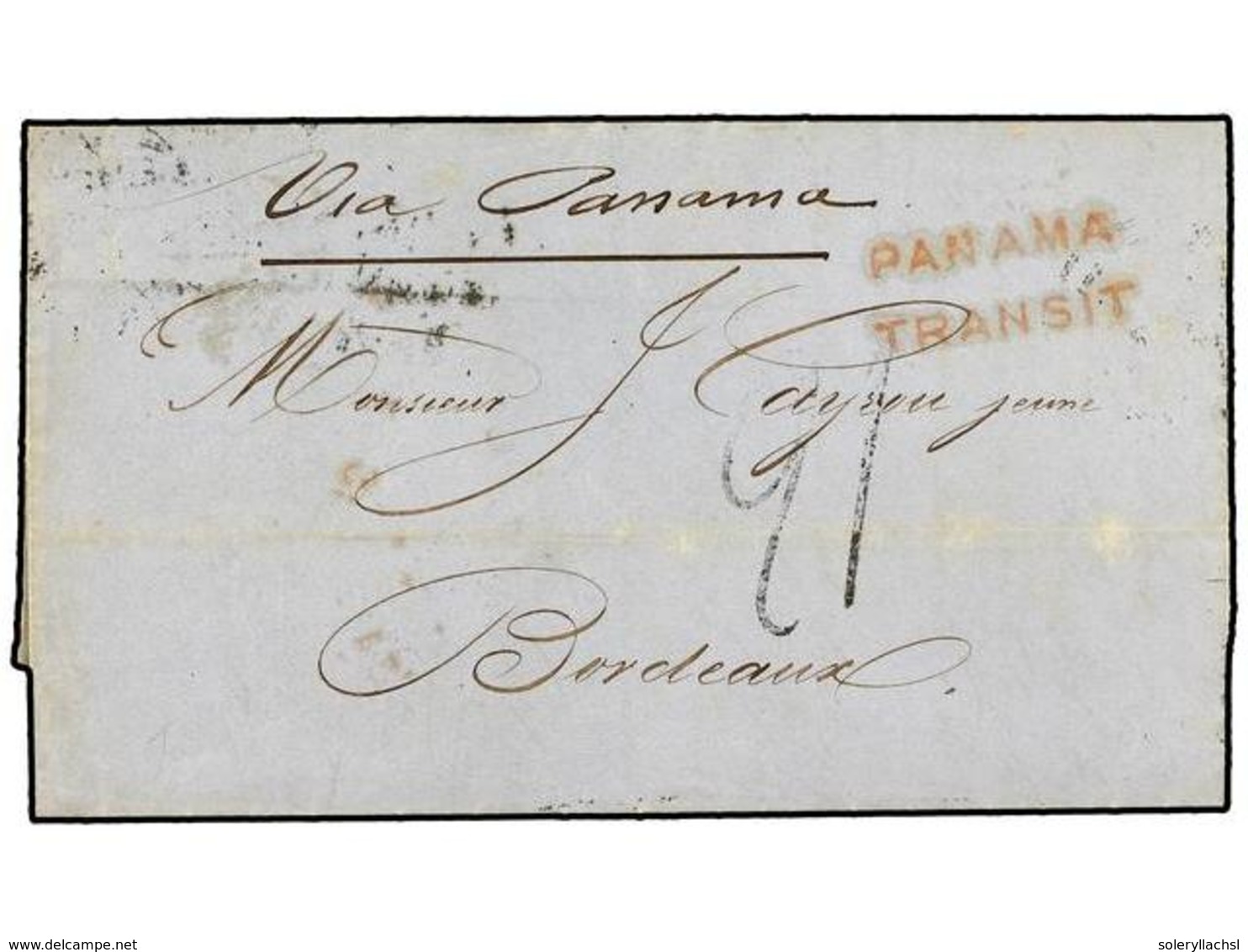 TAHITI. 1852. PAPETE A BORDEAUX. Carta Completa Circulada Vía VALPARAISO (fechador De La B.P.O. Al Dorso ) Y PANAMA. Tas - Sonstige & Ohne Zuordnung