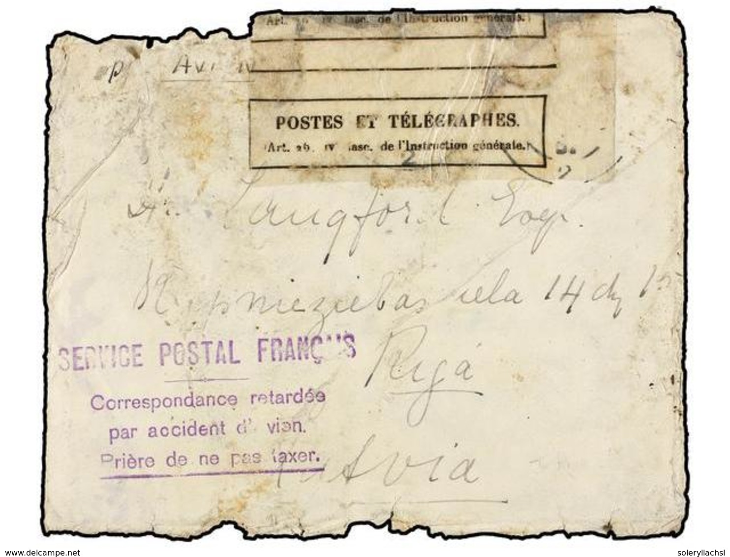 ESPAÑA. 1937. MALASIA To RIGA (Latvia). CRASH MAIL. 'Cygnus' Far East Flight Crashed Near Brindisi (Italy). Cached SERVI - Altri & Non Classificati