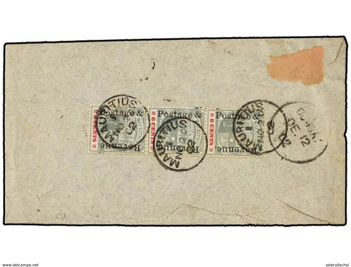 MAURICIO. 1902. MAURITIUS To BOMBAY (India). 6 Cents. Strip Of Three, Sent Registered. - Altri & Non Classificati
