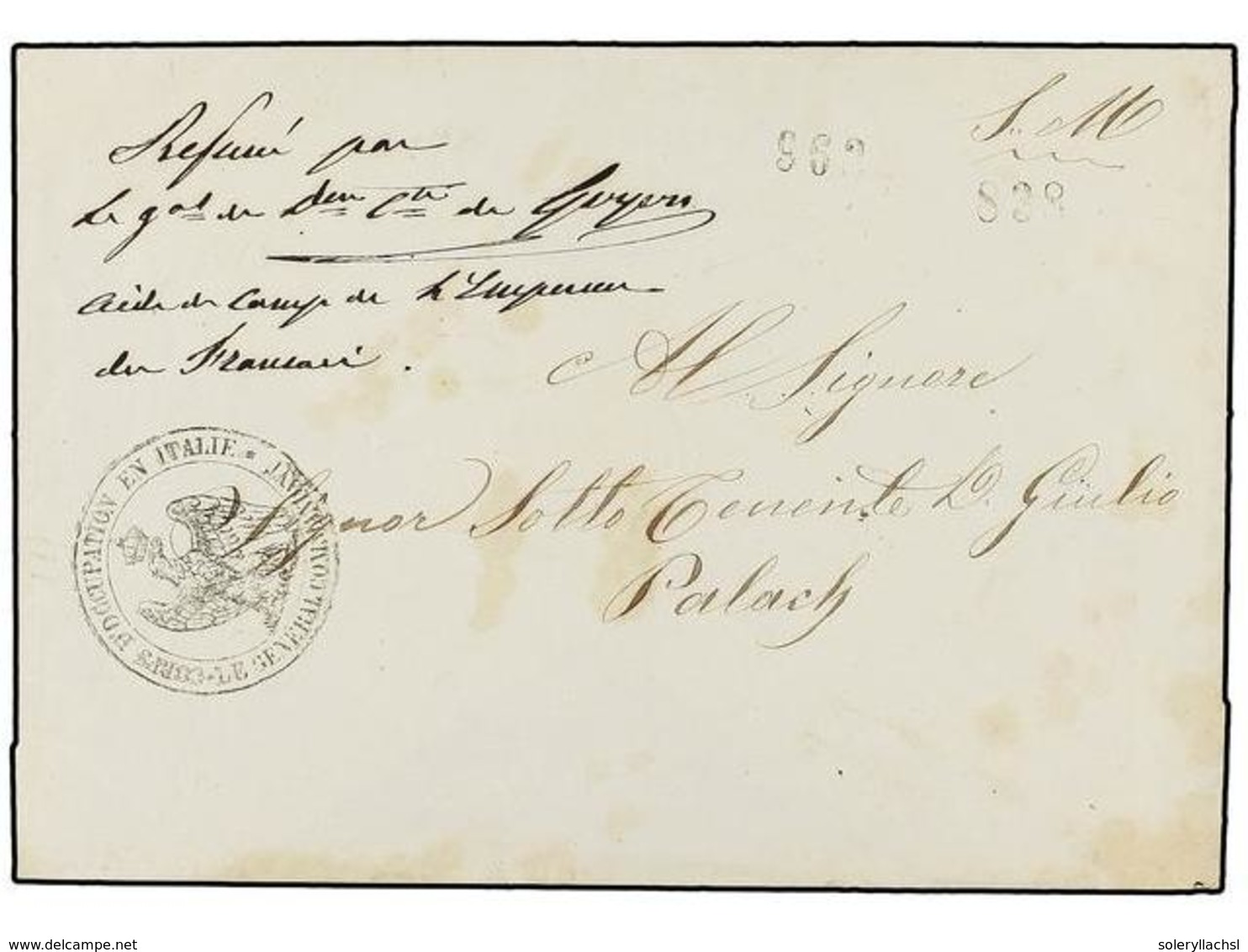 ITALIA. (1813 CA.). FRENCH OCCUPATION. Undated Cover Probably Circa 1813, Addressed With 'S.M.' (Service Militaire) In M - Sonstige & Ohne Zuordnung