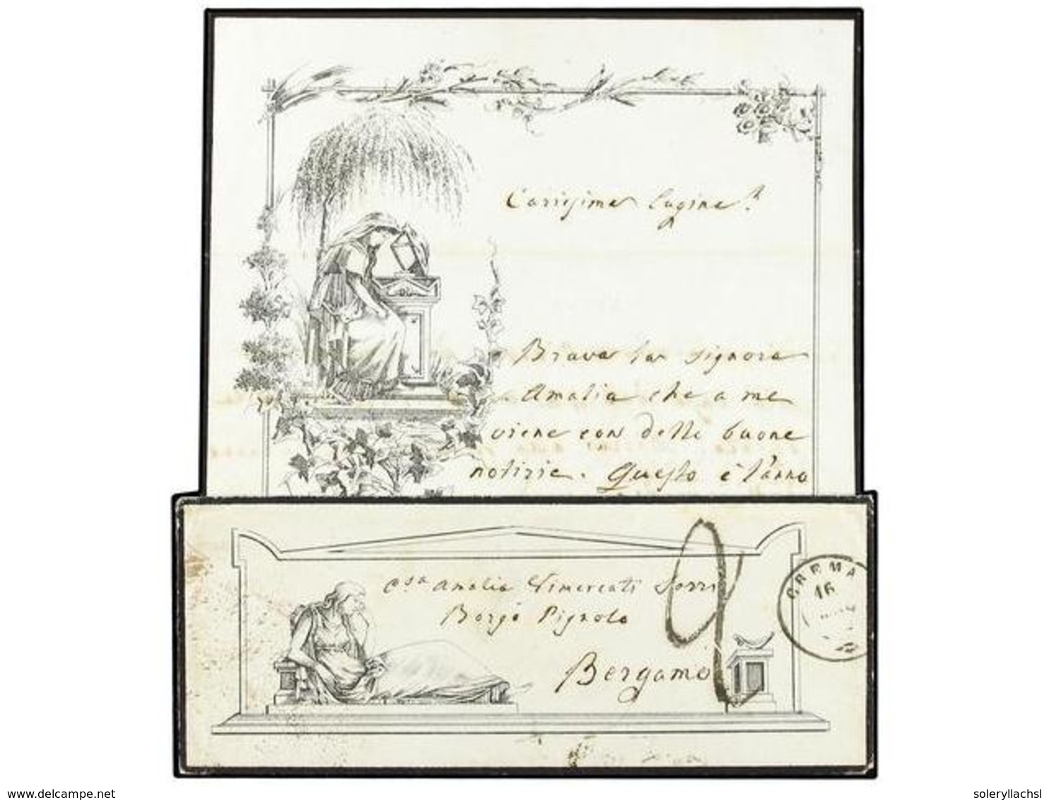 ITALIA. 1862. Illustrated Envelope (also Printed On Reverse With Two 'Skull & Crossbons' Motif) And Complete Original Co - Sonstige & Ohne Zuordnung