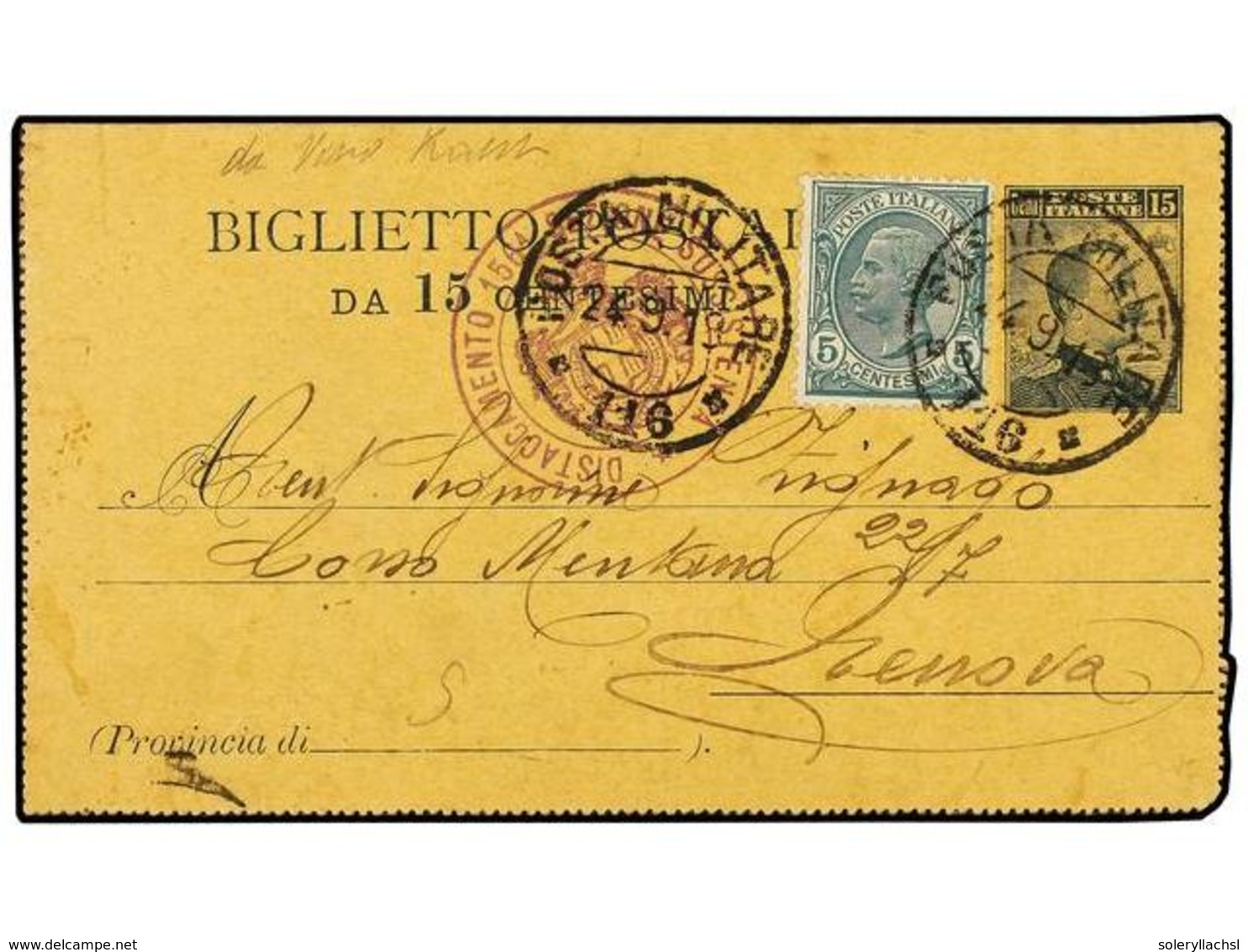 ALBANIA. 1918. VINO RANT (Albania Meriodonala). Biglietto Postali De 15 Cts. Con Franqueo Adicional De 5 Cts. Verde Mat. - Altri & Non Classificati