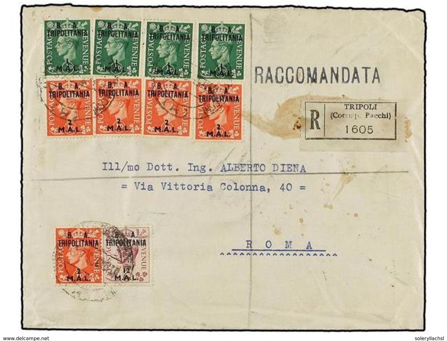 TRIPOLITANIA. Sa.14 (4), 15 (5), 21. 1950 (3-VII). TRIPOLI A ROMA. 1 Mal. Verde (4), 2 Mal. Rojo (5), 12 Mal. Lila, Al D - Other & Unclassified