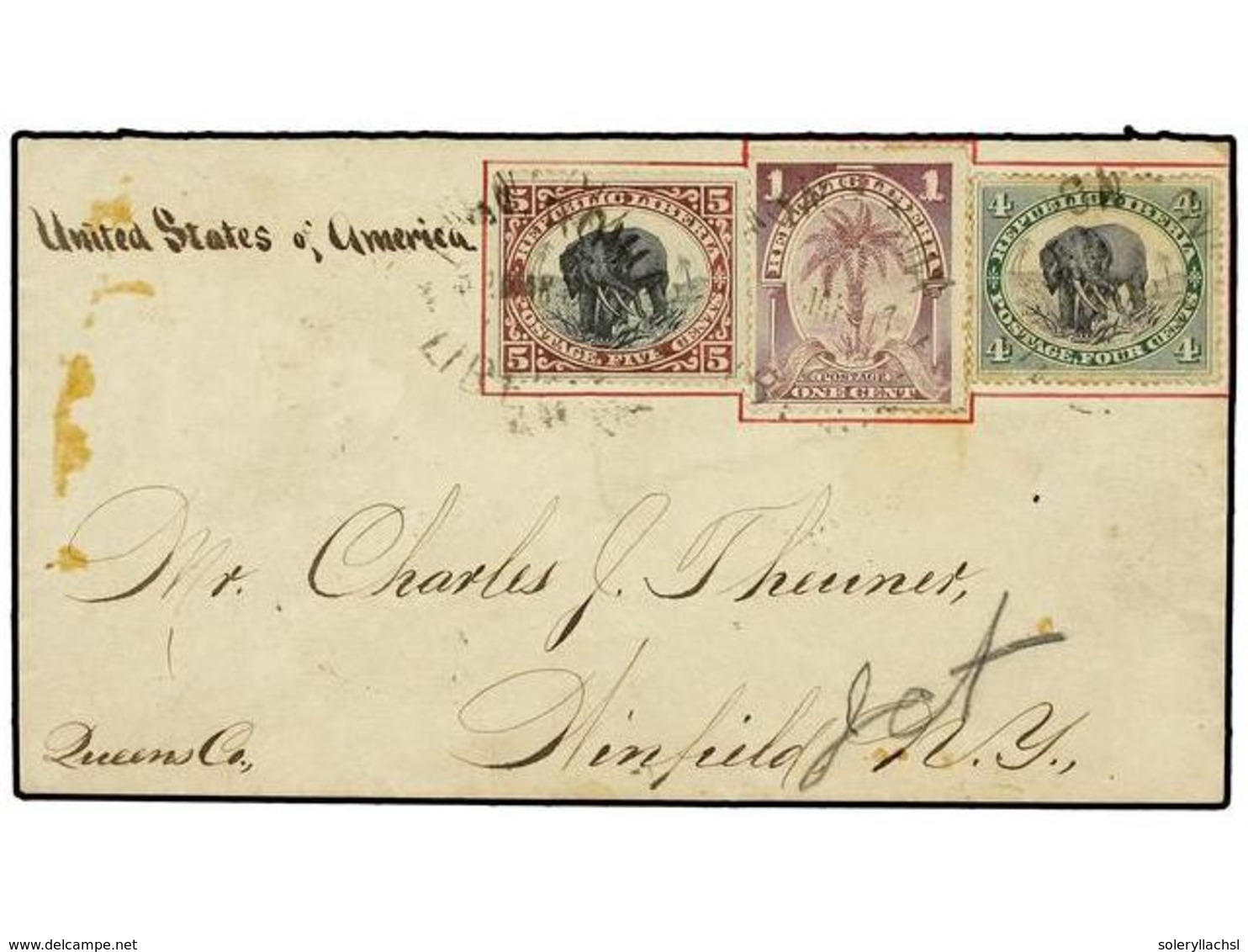 LIBERIA. 1901. Cover To USA With 1896 1 C. And 5 C. With 1892 4 C. Paying 10 C. Rate, SG 144a, 148, 77; Tied MONROVIA Cd - Altri & Non Classificati