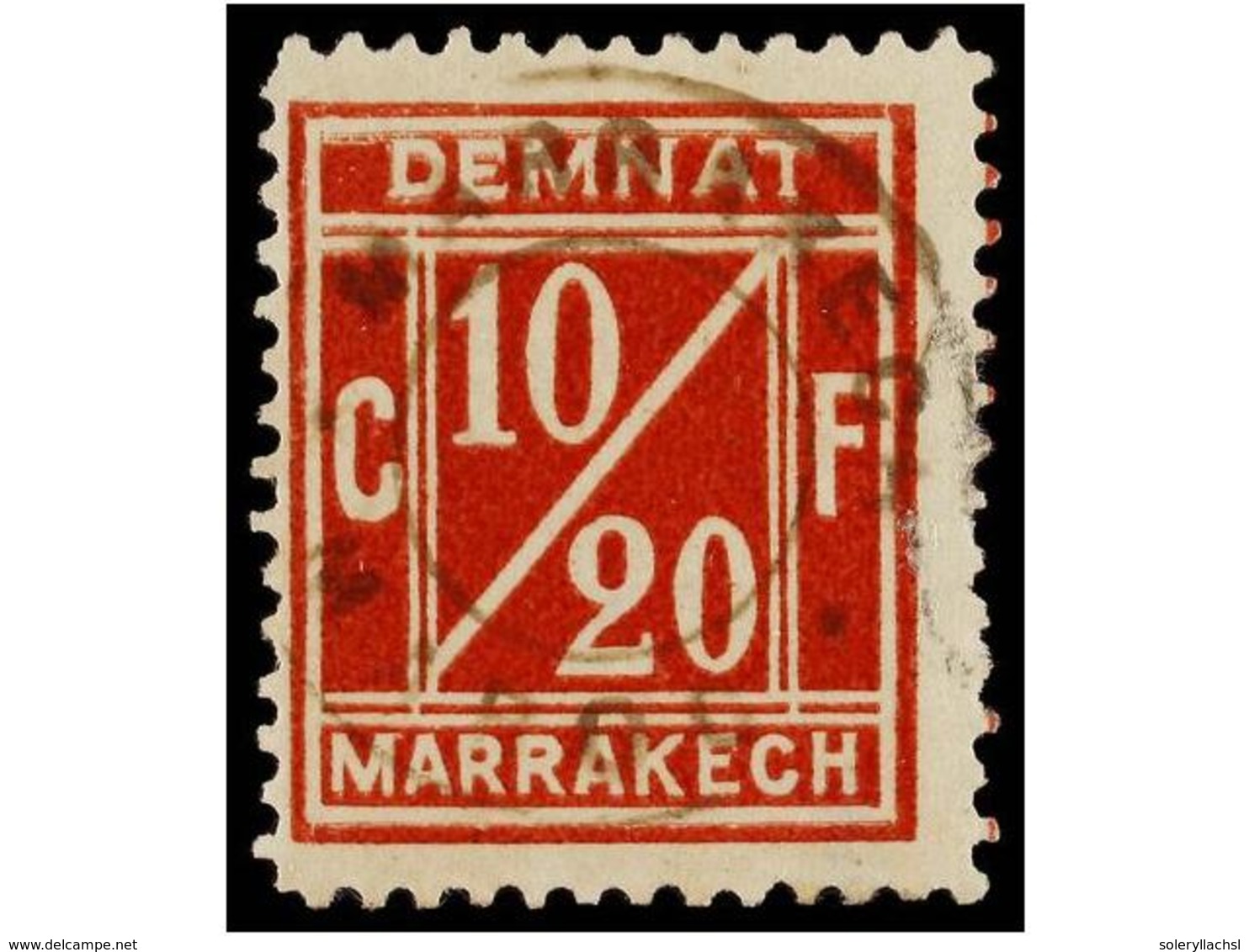 * MARRUECOS: CORREO LOCAL. Yv.1. 10/20 Cents. Rojo, Mat.MARRAKECH/MAROC En Negro. MUY RARO. Cat. 600€. - Sonstige & Ohne Zuordnung