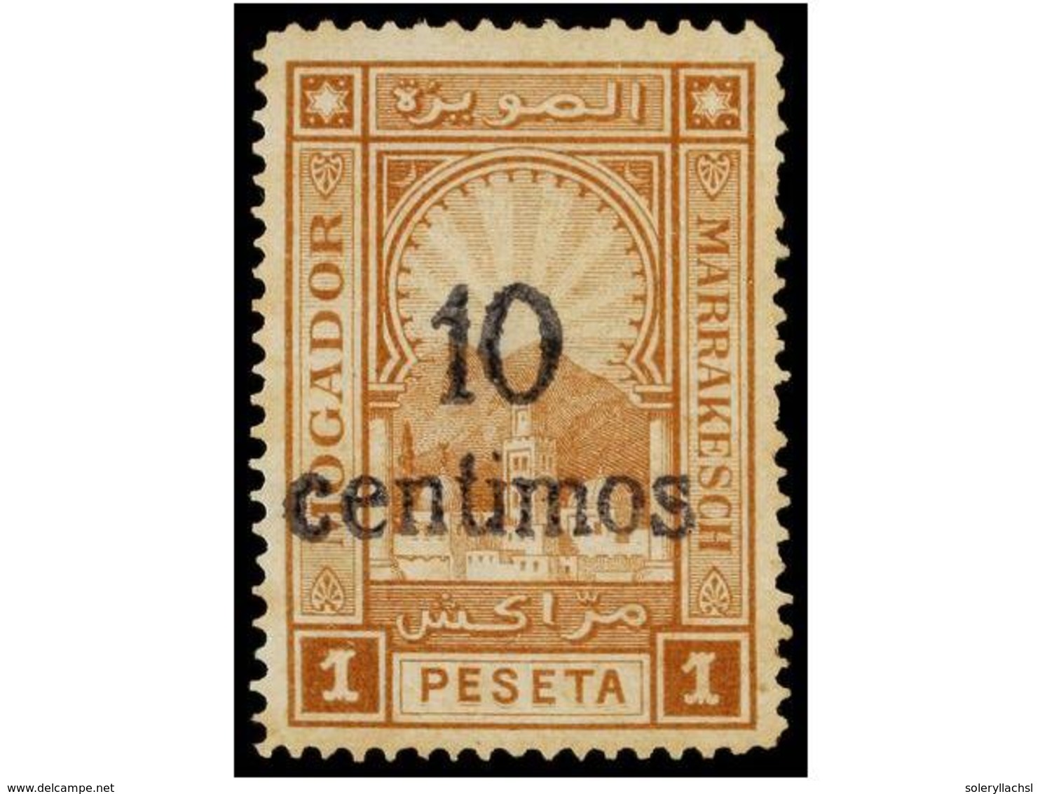 (*) MARRUECOS: CORREO LOCAL. Yv.91. 10 Cents. S. 1 Pta. Castaño Claro, Algo Tonalizado. MUY RARO. Cat. 1.000€. - Sonstige & Ohne Zuordnung