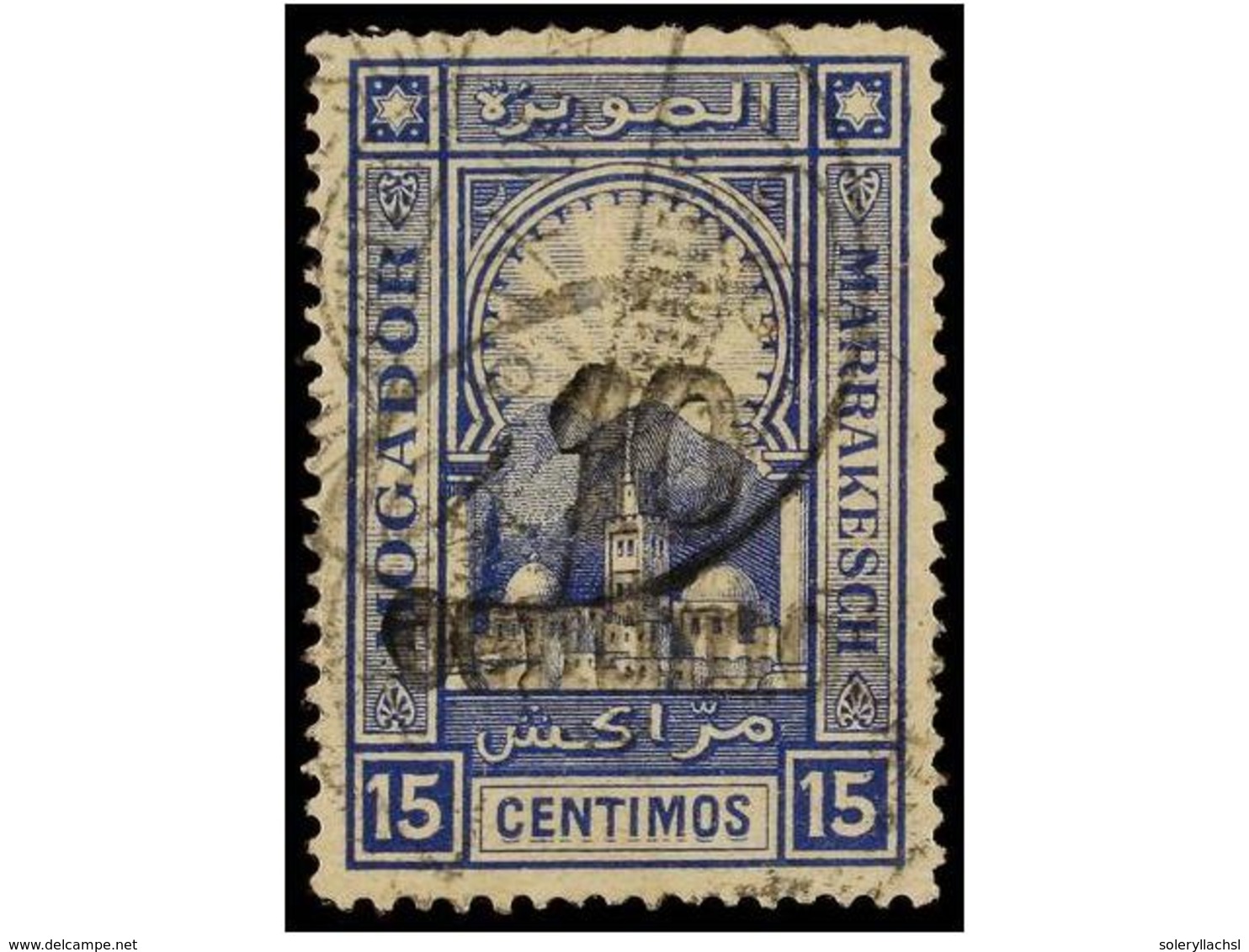 ° MARRUECOS: CORREO LOCAL. Yv.91B. 10 Cts. S. 15 Cts. Azul, Habilitación A Mano Tipo II. Bonito Ejemplar. Cat. 500. - Altri & Non Classificati