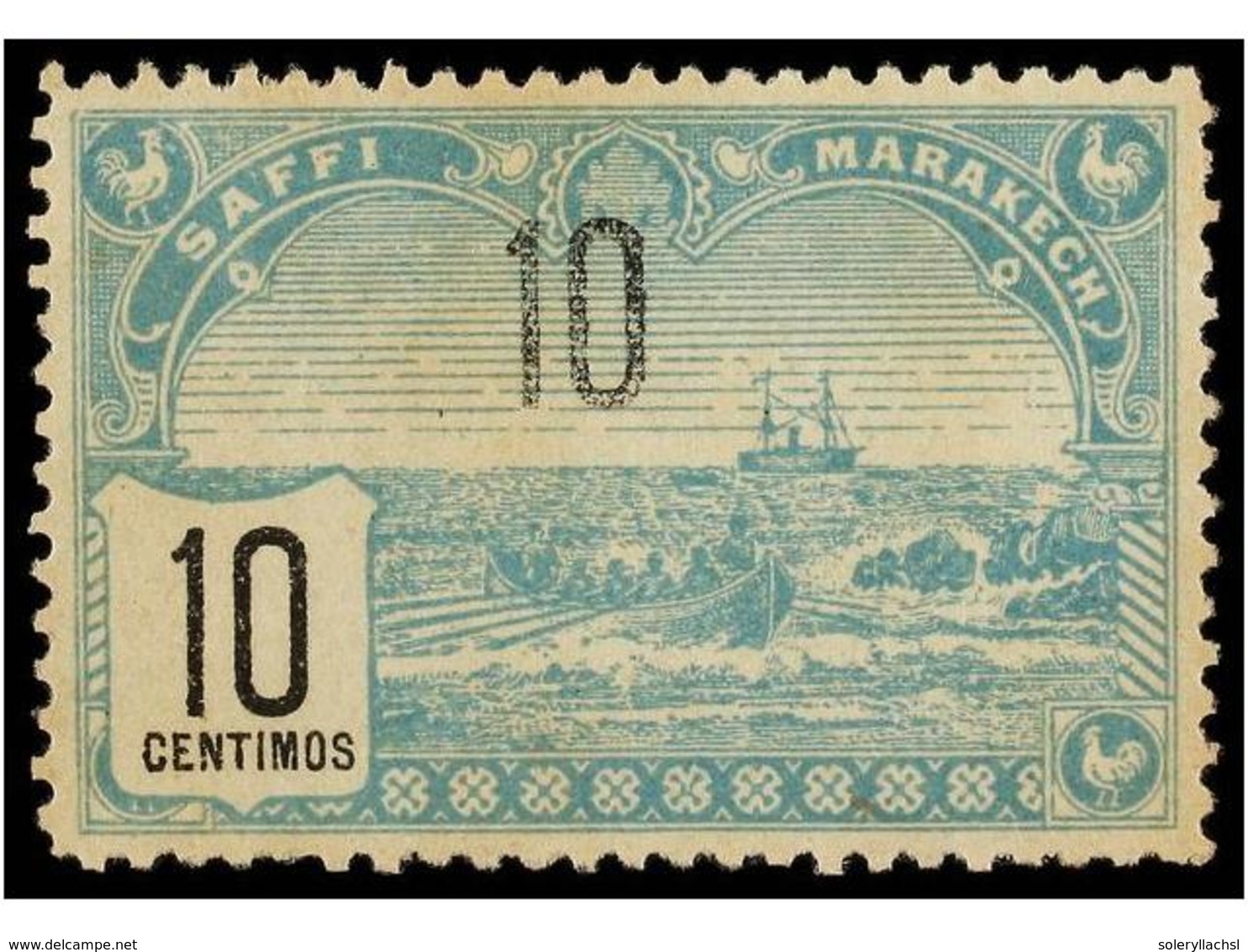 * MARRUECOS: CORREO LOCAL. Yv.99. 10 Cts. Azul Y Negro DOBLE CIFRA '10'. No Reseñado Y RARO. - Andere & Zonder Classificatie