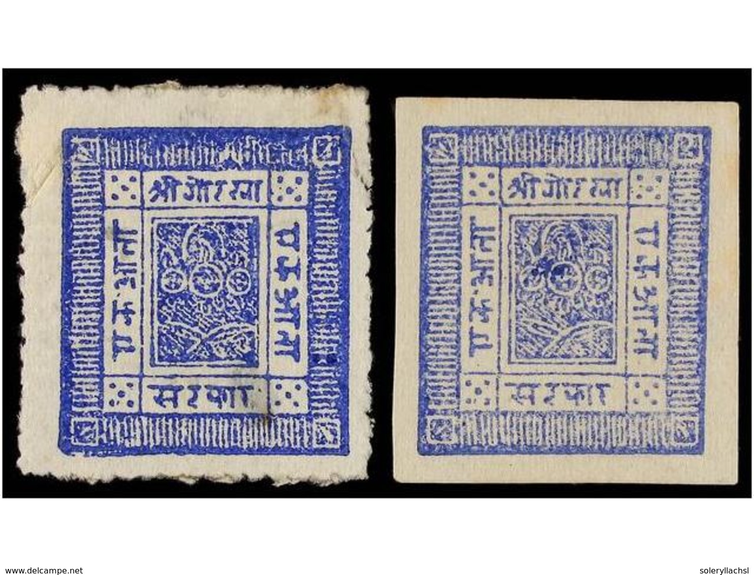 (*) NEPAL. Sg.1, 4. 1881. 1 A. Blue, Pin Perf. And Imperforate. Some Thins. Stanley Gibbons.575£. - Altri & Non Classificati