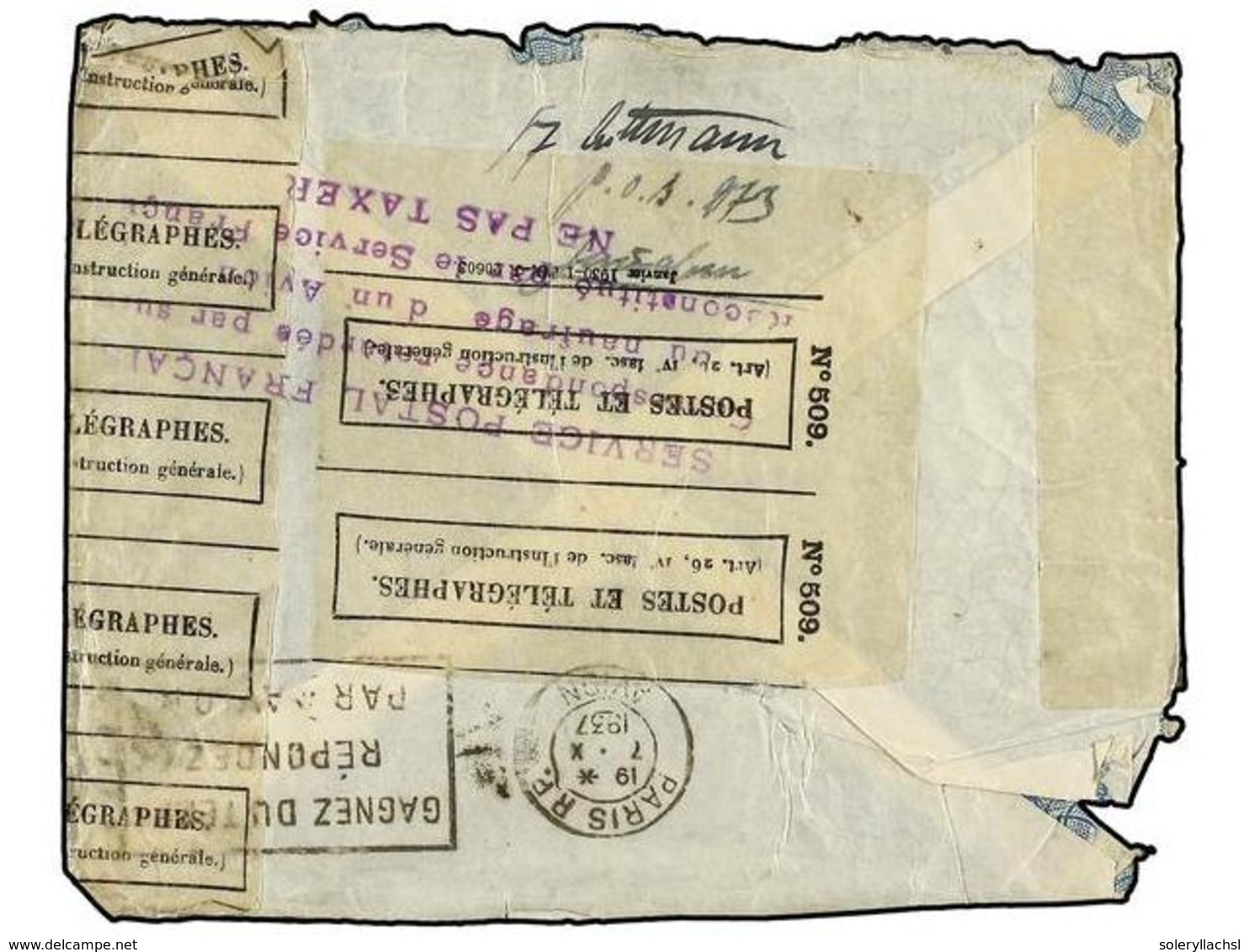 PALESTINA. 1937. JERUSALEM To AMSTERDAM. CRASH MAIL. Envelope Crashed At Phaleon Bay (Greece).Cachet SERVICE POSTAL FRAN - Sonstige & Ohne Zuordnung