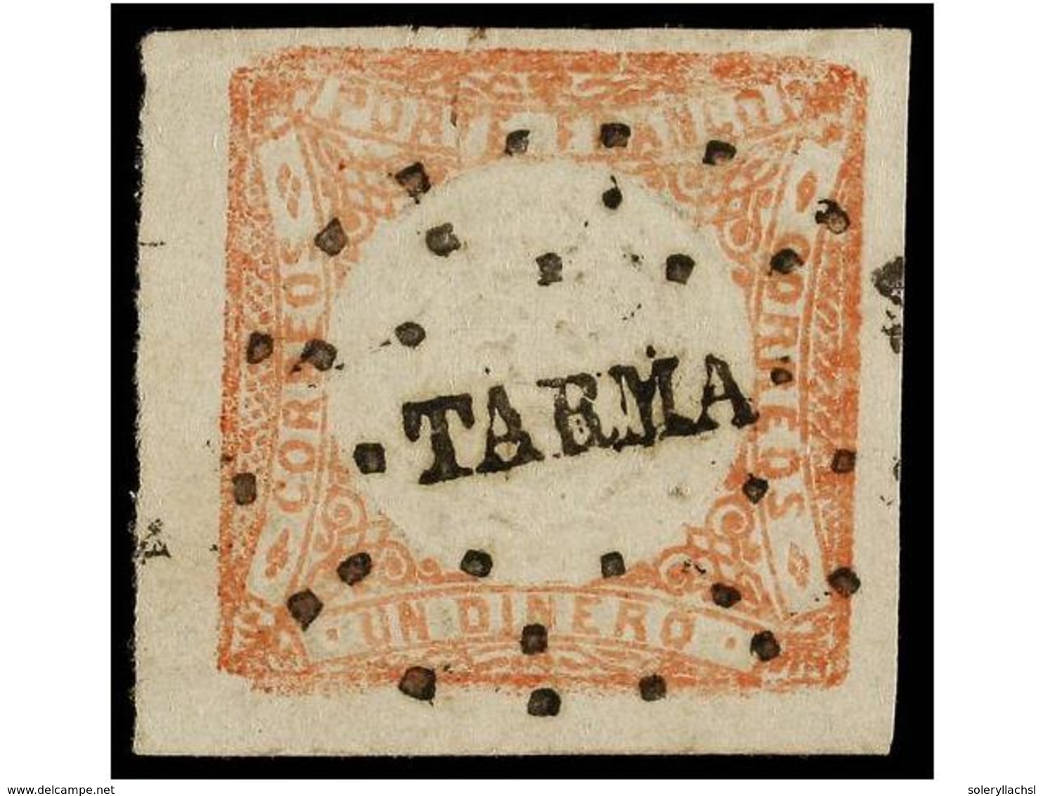 ° PERU. Sc.12. 1862. 1 Dinero Rojo, Mat. CÍRCULO DE PUNTOS De TARMA. Muy Bonito. - Sonstige & Ohne Zuordnung