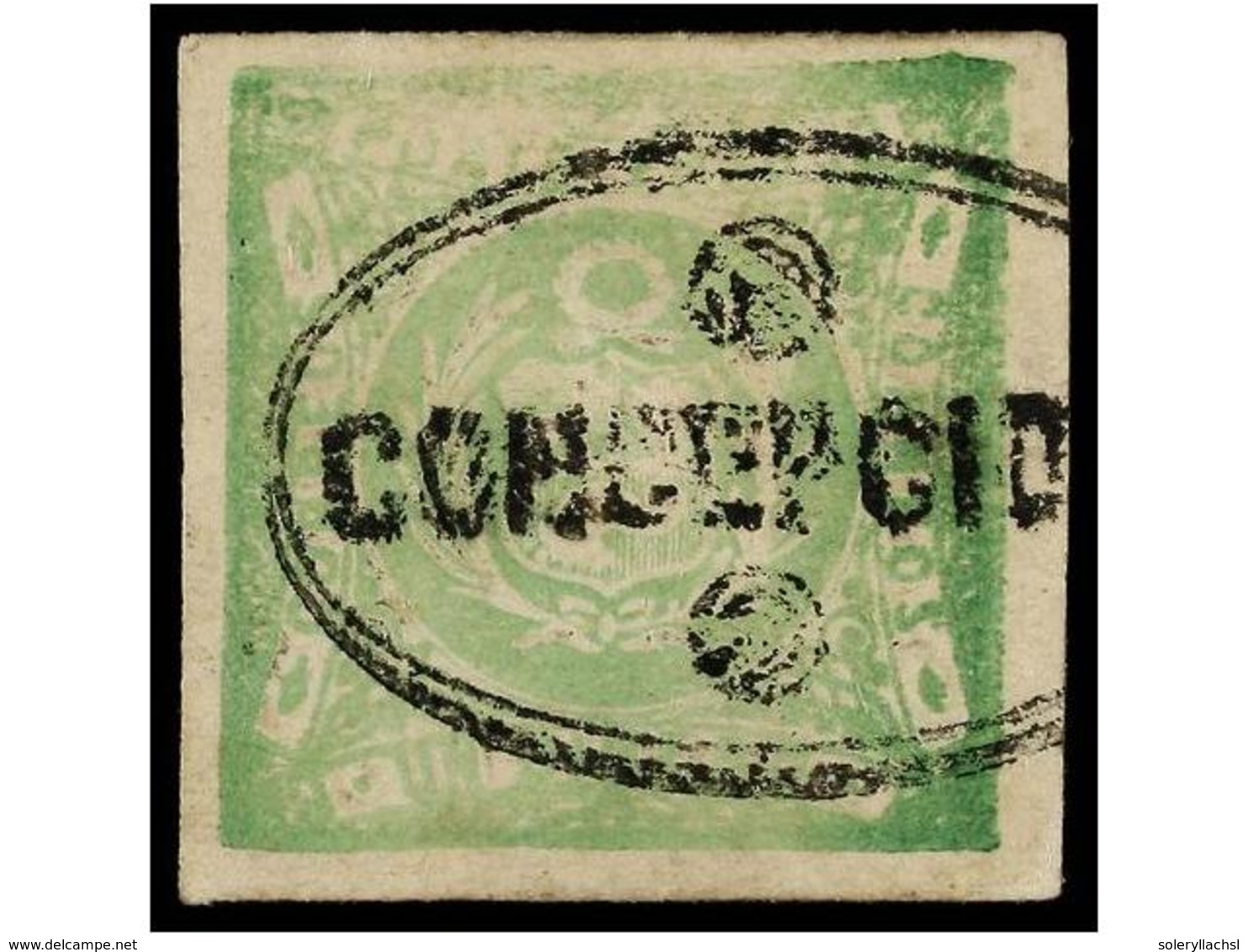 ° PERU. Sc.14. 1868. 1 Dinero Verde, Mat. Ovalado CONCEPCIÓN. PRECIOSO Y RARO. (Lamy 30p.). - Sonstige & Ohne Zuordnung