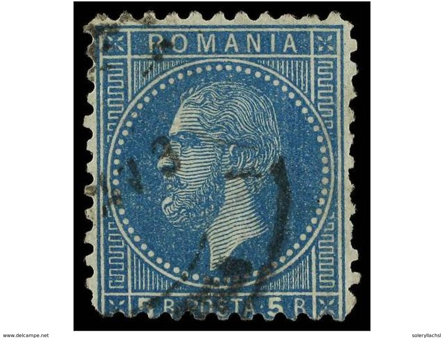 ° RUMANIA. Mi.44F. 1876. 5 Bani Blue ERROR OF COLOUR. Rare Used. Michel.550€. - Sonstige & Ohne Zuordnung