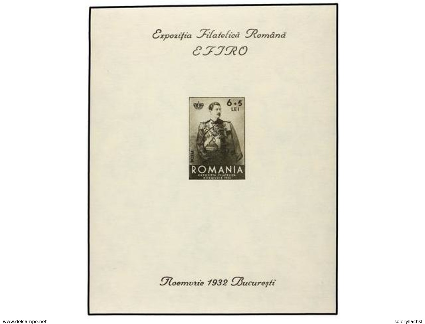 ** RUMANIA. Mi.Bk-1A. 1932. Souvenir Sheet SPECIAL PRINTING On Thick Paper. Special Edition Made By Order Of King Carol  - Sonstige & Ohne Zuordnung