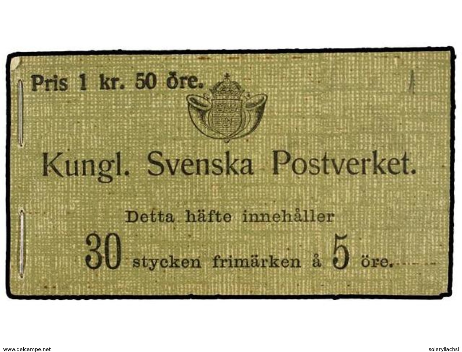 SUECIA. Fa.H-1. 1904. CARNET De 1 Kr. 50 Ore, 30 X 5 Ore. (Fa. 9.000 Kr.). - Sonstige & Ohne Zuordnung