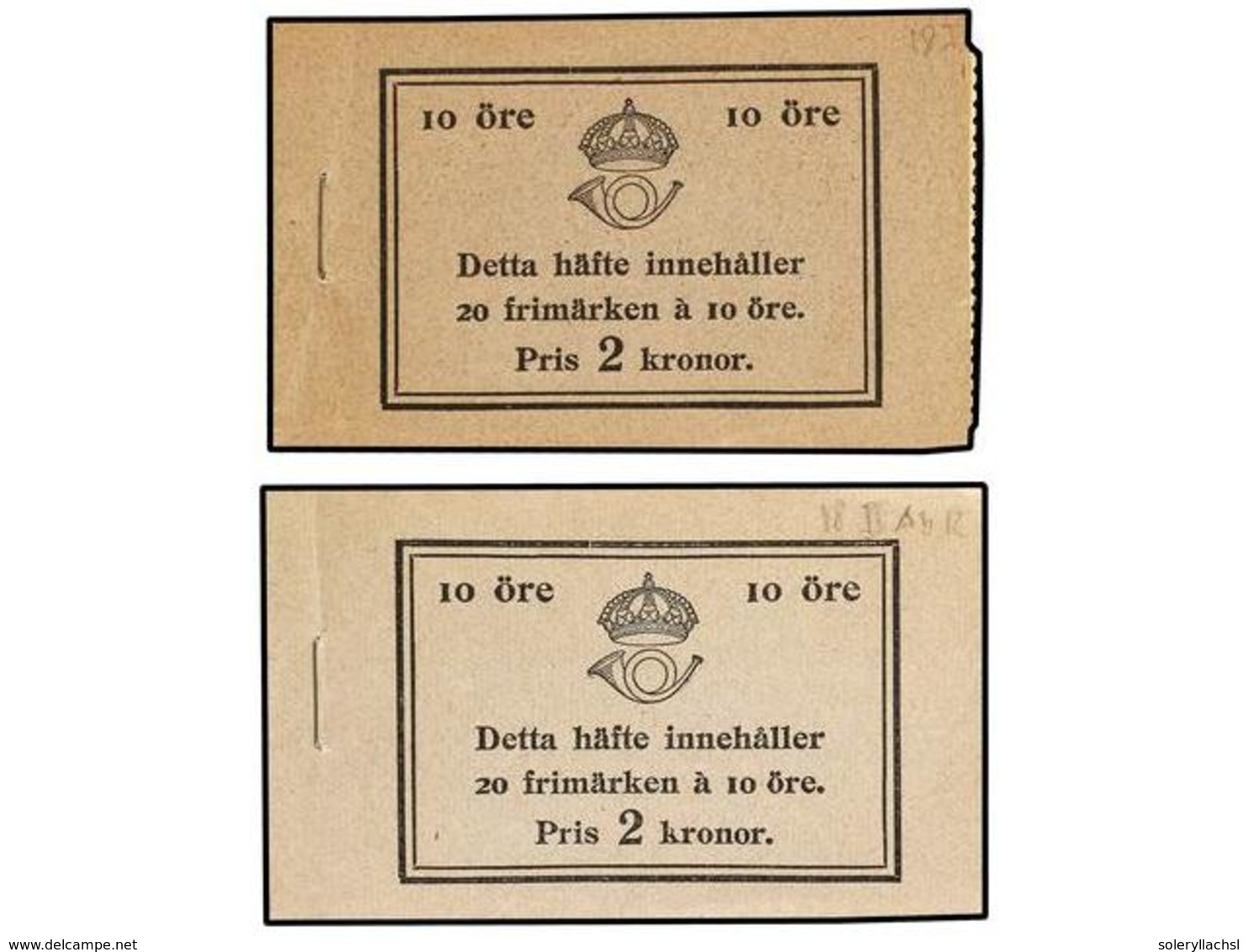 SUECIA. Fa.H-18I Y 18IIAbR. 1926. DOS CARNETS De 2 Kr., 20 X 10 Ore. (Fa. 6.000 Kr.). - Other & Unclassified