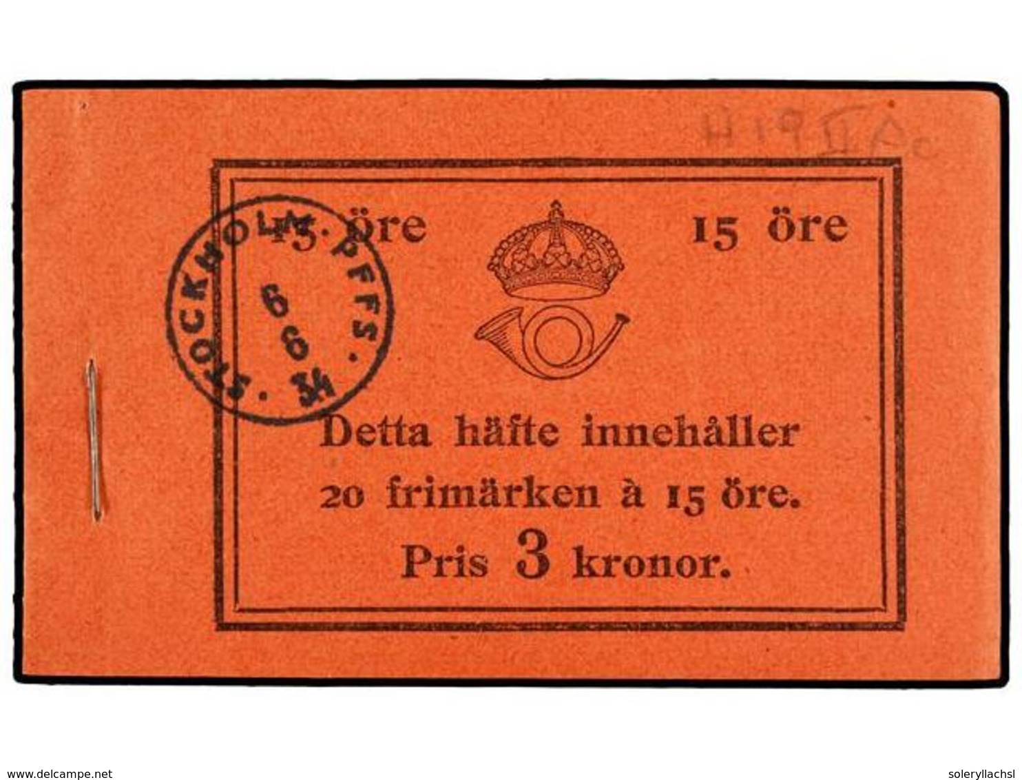 SUECIA. Fa.19IIAc. 1934. CARNET De 3 Kr., 20 X 15 Ore. (Fa. 19.000 Kr.). - Sonstige & Ohne Zuordnung