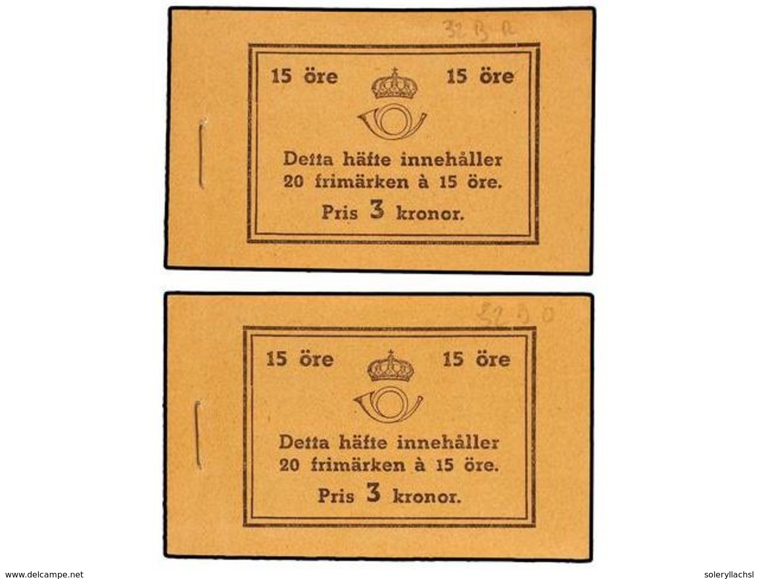 SUECIA. Fa.H-32BR Y H-32BO. 1936. DOS CARNETS De 3 Kr., 20 X 15 Ore. (Fa. 8.000 Kr.). - Sonstige & Ohne Zuordnung