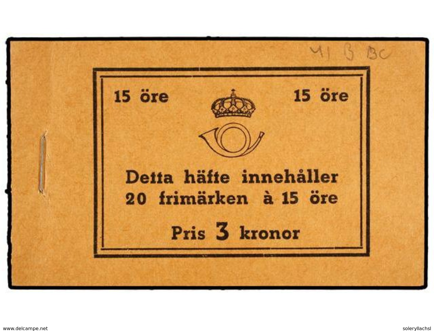 SUECIA. Fa.H-41BBC. 1939. CARNET De 3 Kr., 20 X 15 Ore. (Fa. 18.000 Kr.). - Andere & Zonder Classificatie