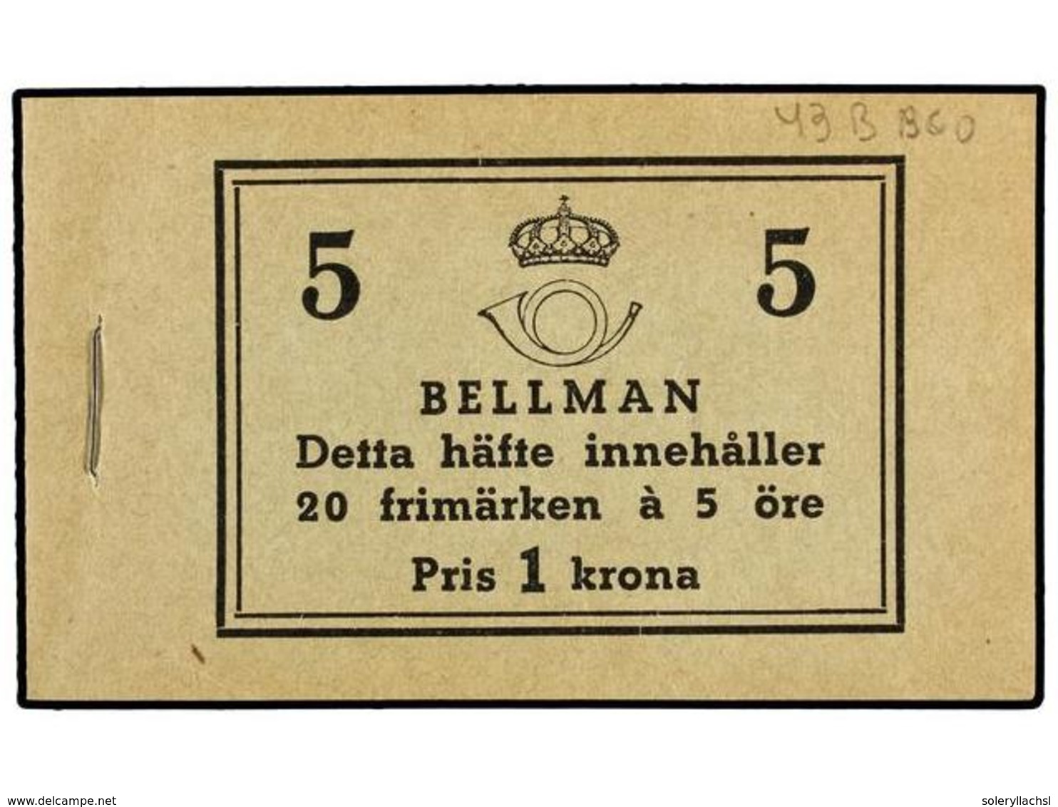 SUECIA. Fa.H-43BBCO. 1940. CARNET De 1 Kr., 20 X 5 Ore. (Fa. 7.000 Kr.). - Sonstige & Ohne Zuordnung