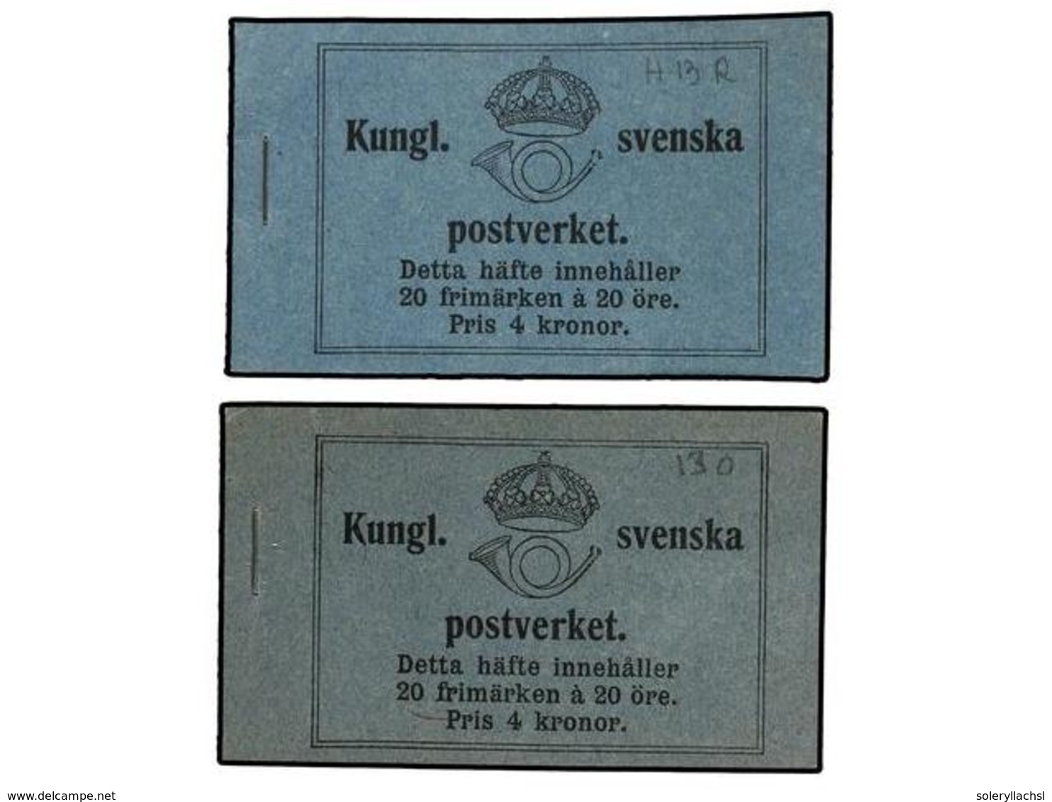 SUECIA. Fa.H-130 Y H-13R. 1920. DOS CARNETS De 4 Kr., 20 X 20 Ore. (Fa. 5.600 Kr.). - Sonstige & Ohne Zuordnung