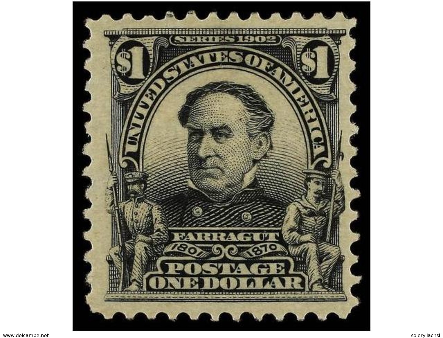 * ESTADOS UNIDOS. Sc.311. 1902-03. 1 Dollar Black, Well Centered, Orignal Gum. Scott.700$. - Sonstige & Ohne Zuordnung