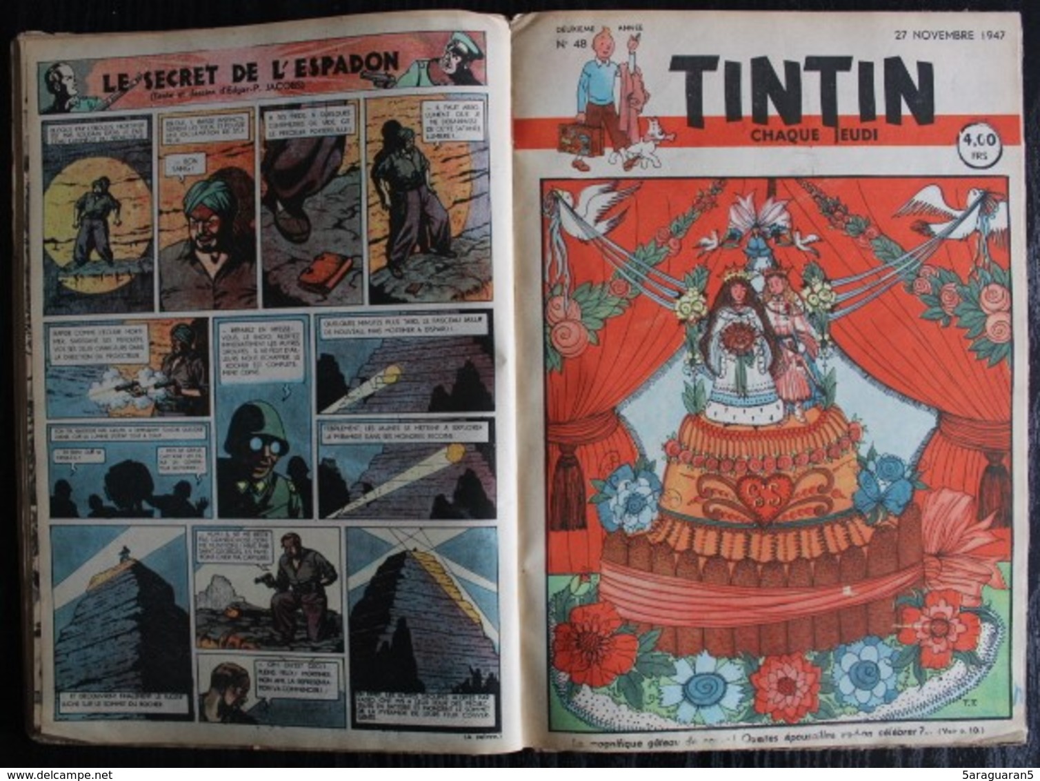 BD TINTIN - Recueil Album 4 - Edition Belge Le Lombard 1948