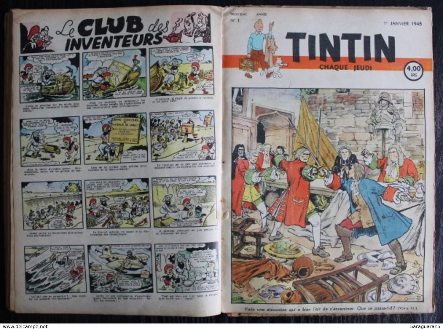 BD TINTIN - Recueil Album 4 - Edition Belge Le Lombard 1948