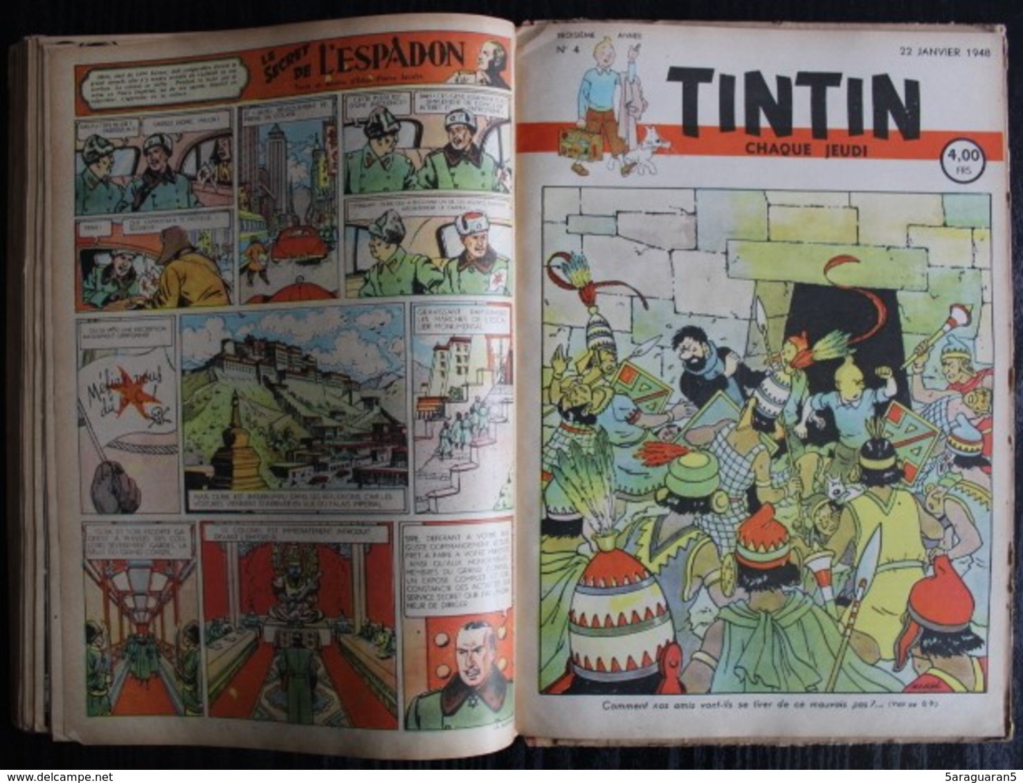 BD TINTIN - Recueil Album 4 - Edition Belge Le Lombard 1948