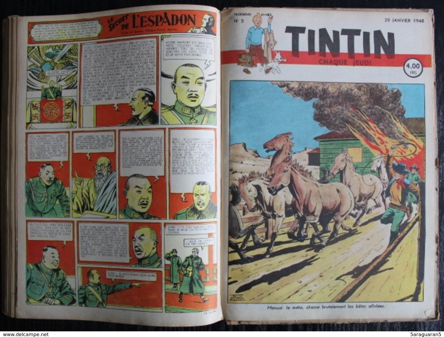 BD TINTIN - Recueil Album 4 - Edition Belge Le Lombard 1948