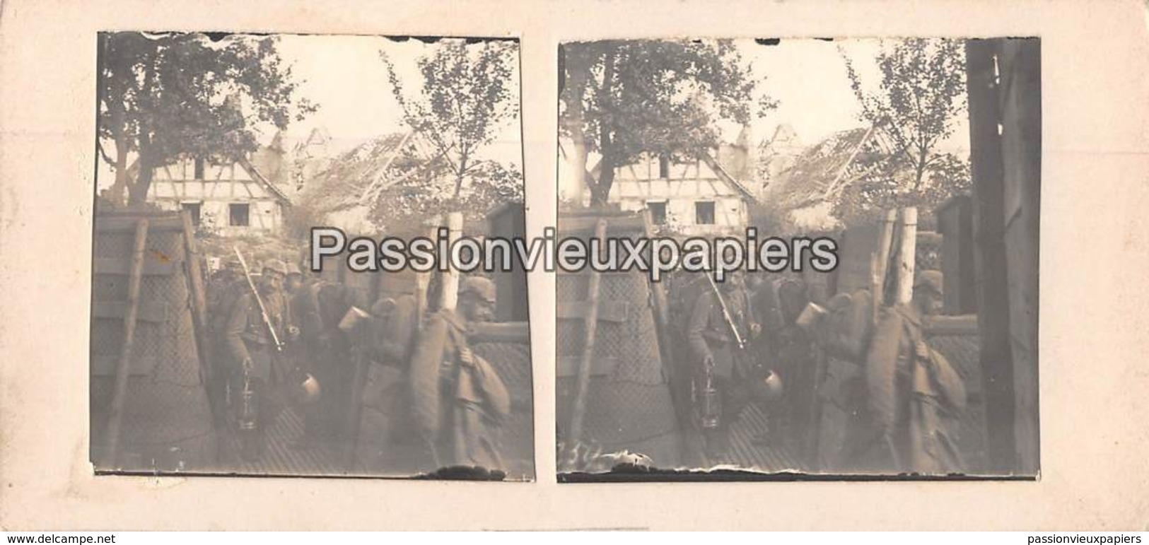 PHOTO STEREO 1914/1918 TRANCHEE Dans Le VILLAGE  SUNDGAU - Autres & Non Classés