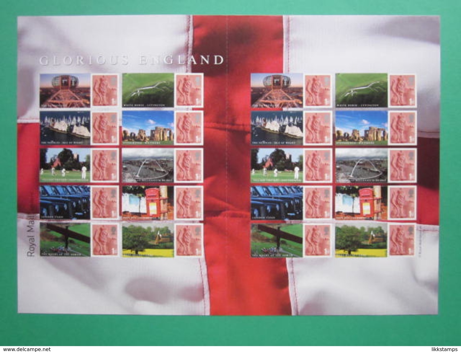 2007 ROYAL MAIL GLORIOUS ENGLAND GENERIC SMILERS SHEET. #SS0041 - Smilers Sheets