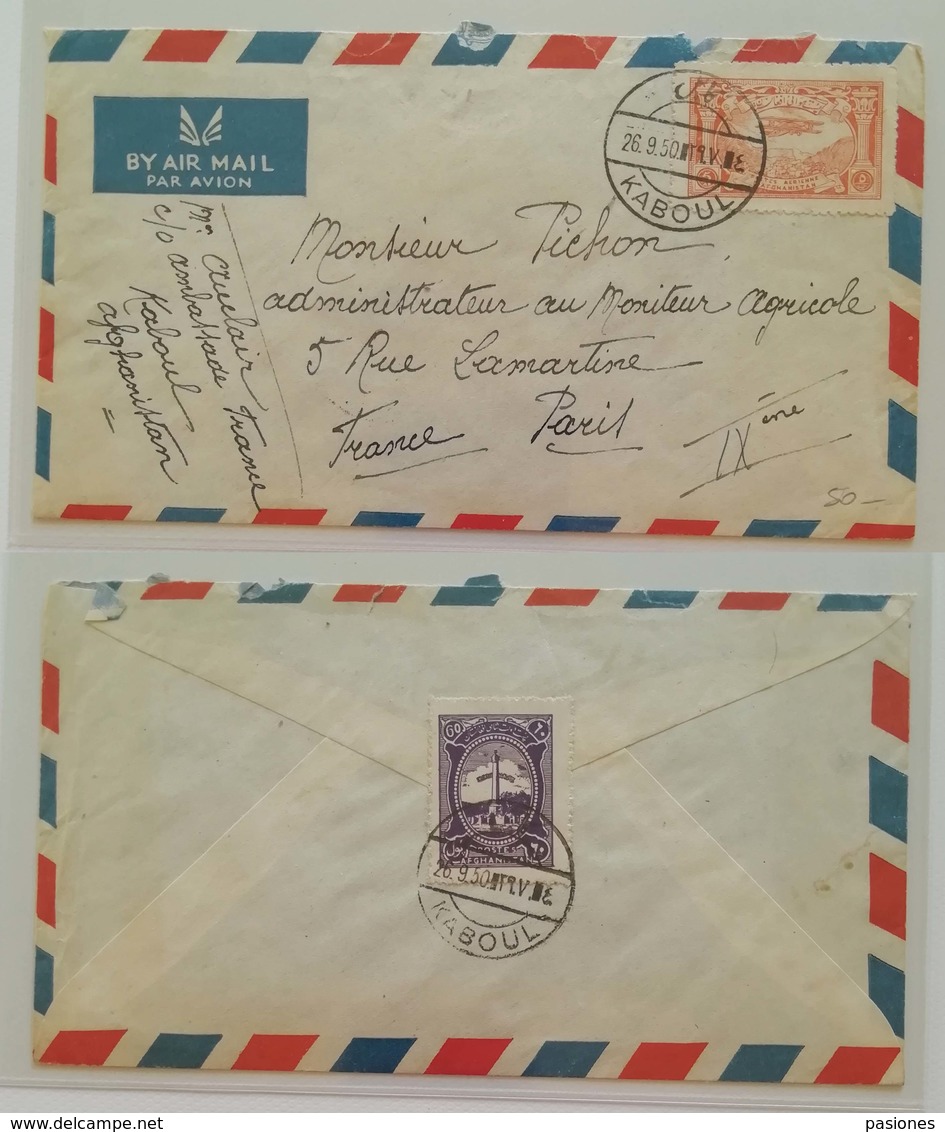 Busta Di Lettera Per Via Aerea Da Kaboul Per Parigi - 26/09/1950 - Afghanistan