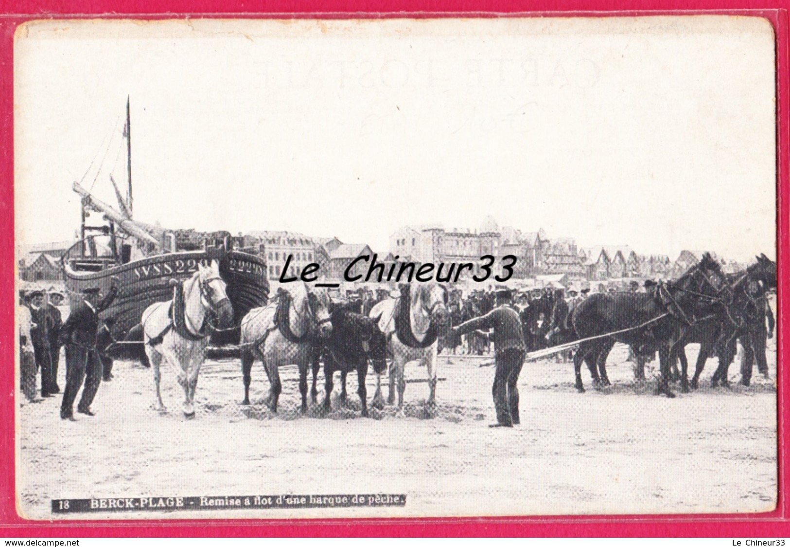 62 - BERCK PLAGE---Remise A Flot D'une Barque De Peche---attelage--animé - Berck