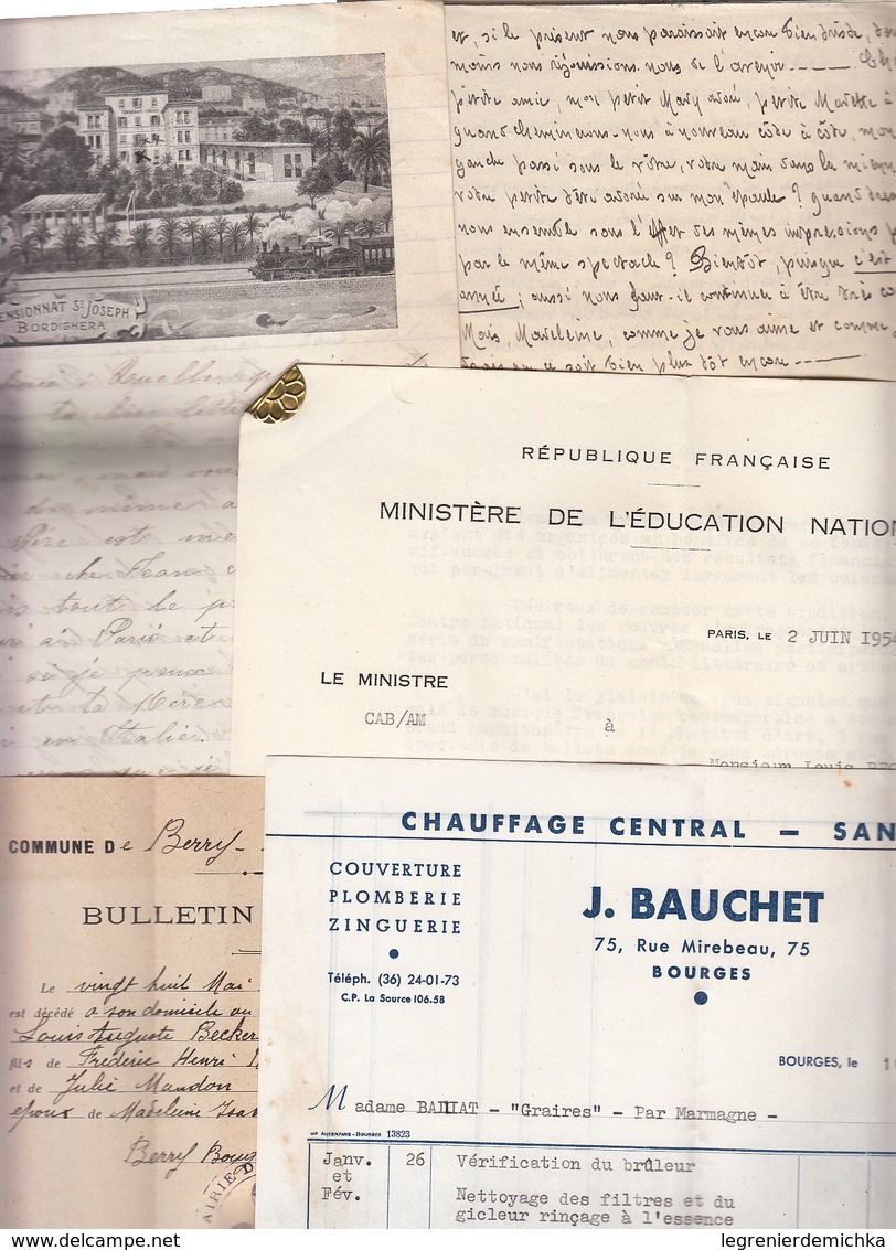 ENSEMBLE De VIEUX PAPIERS Cartes De Visite Enveloppes Oblitérées Factures Correspondances Diverses - Non Classés