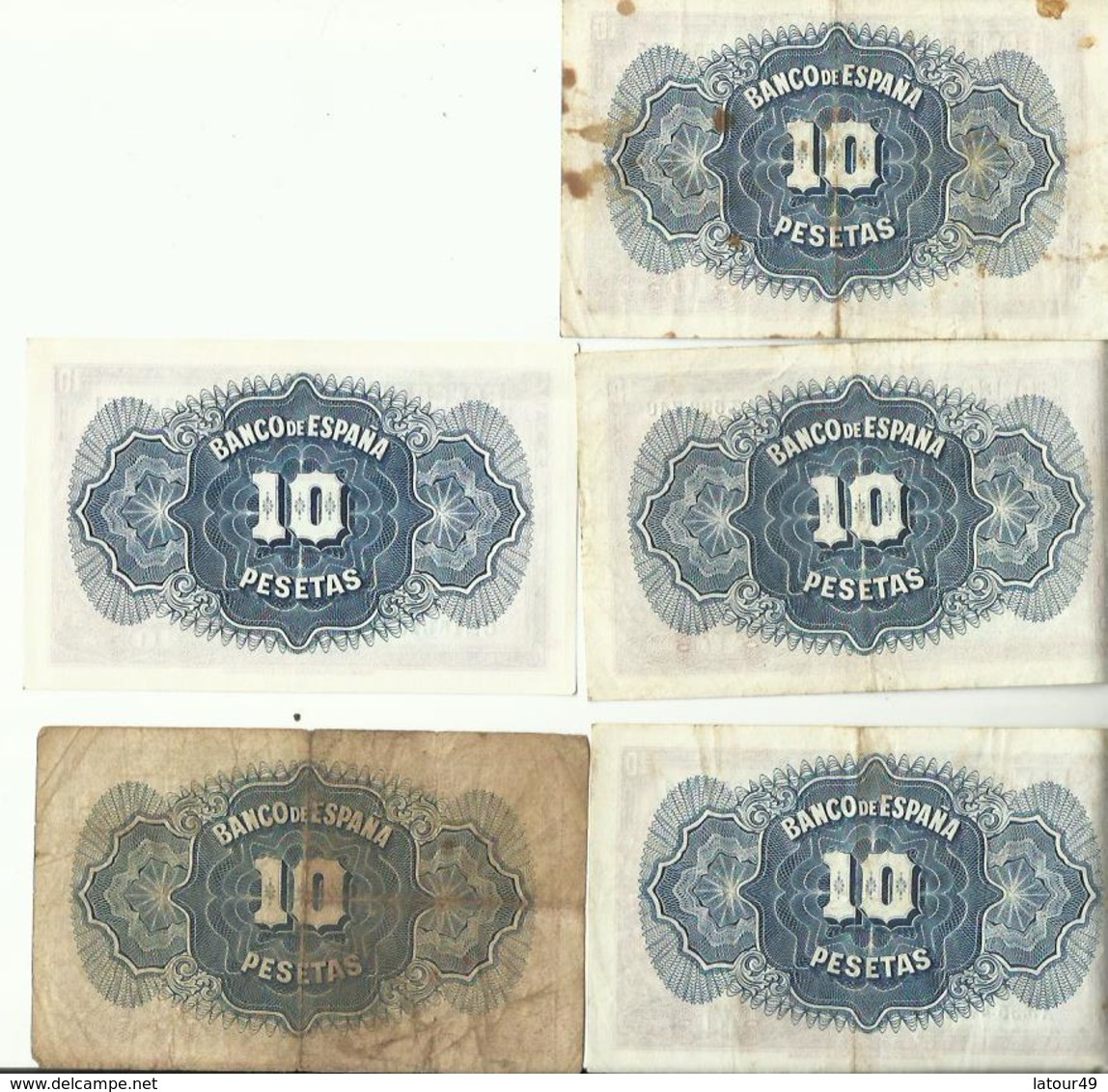 5 BILLETS DE 10.....DIEZ PESETAS 1935 - 10 Pesetas